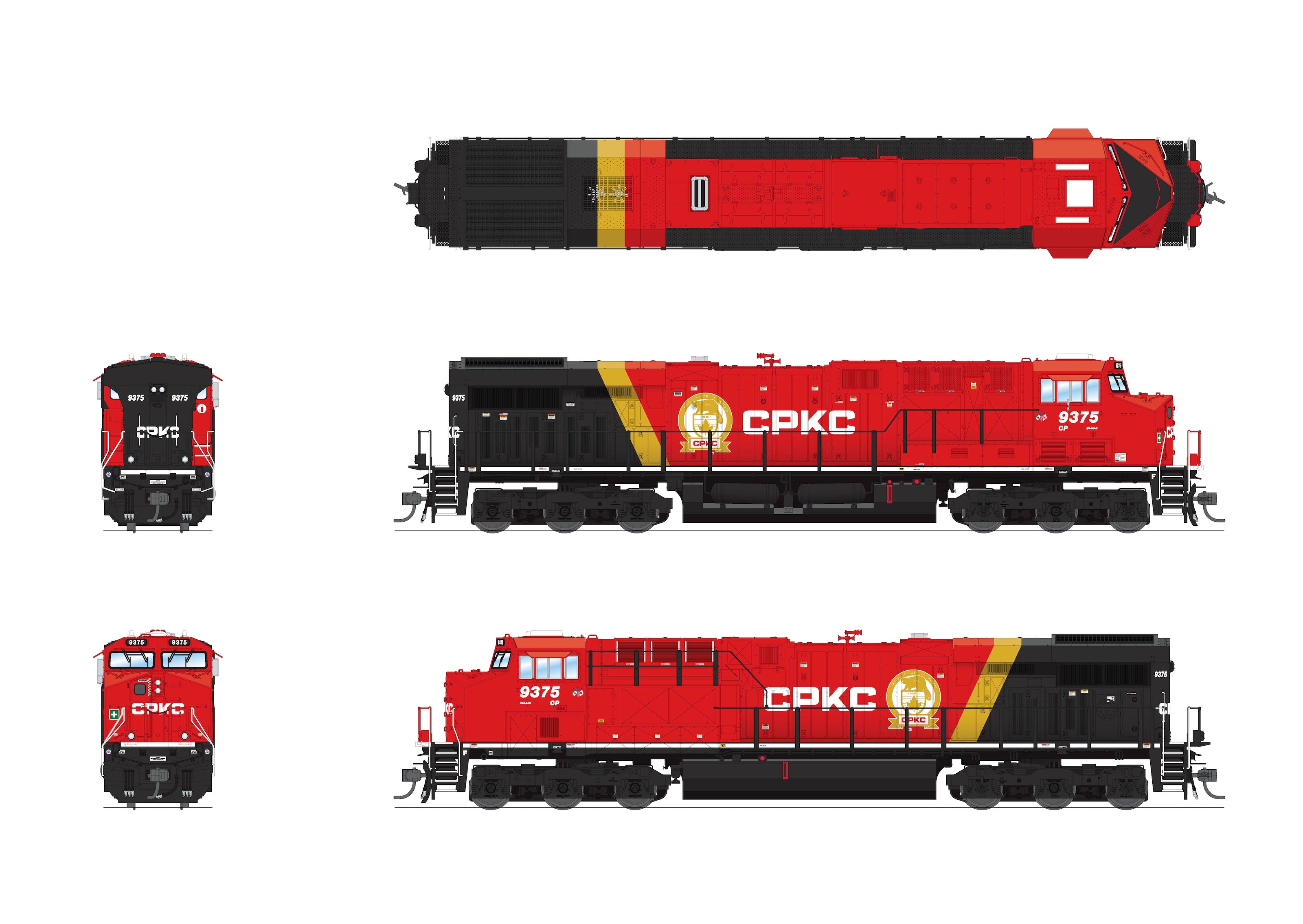 9441 GE ES44AC, CPKC 9375, Golden Beaver Scheme, Paragon4 Sound/DC/DCC, Smoke, HO CLUB PRICE $199.99