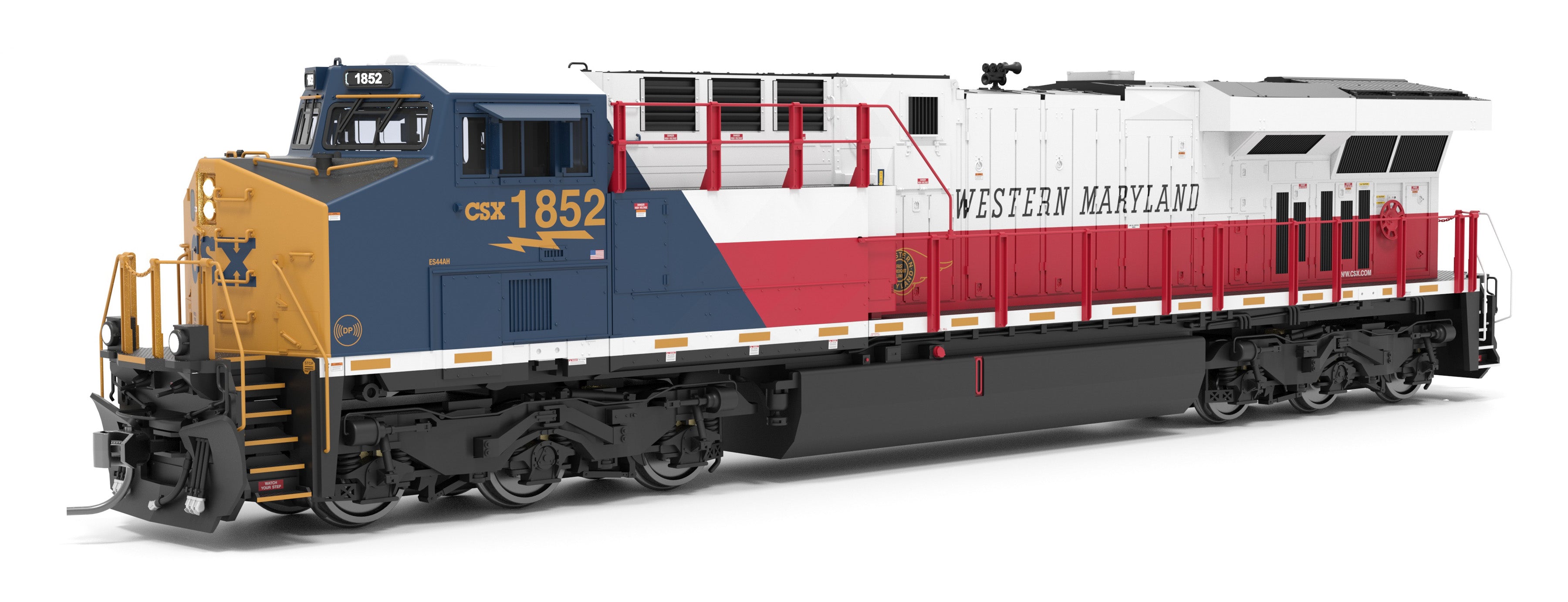 9443 GE ES44AC, CSX 1852, Western Maryland Heritage Locomotive, Paragon4 Sound/DC/DCC, Smoke, HO CLUB PRICE $199.99