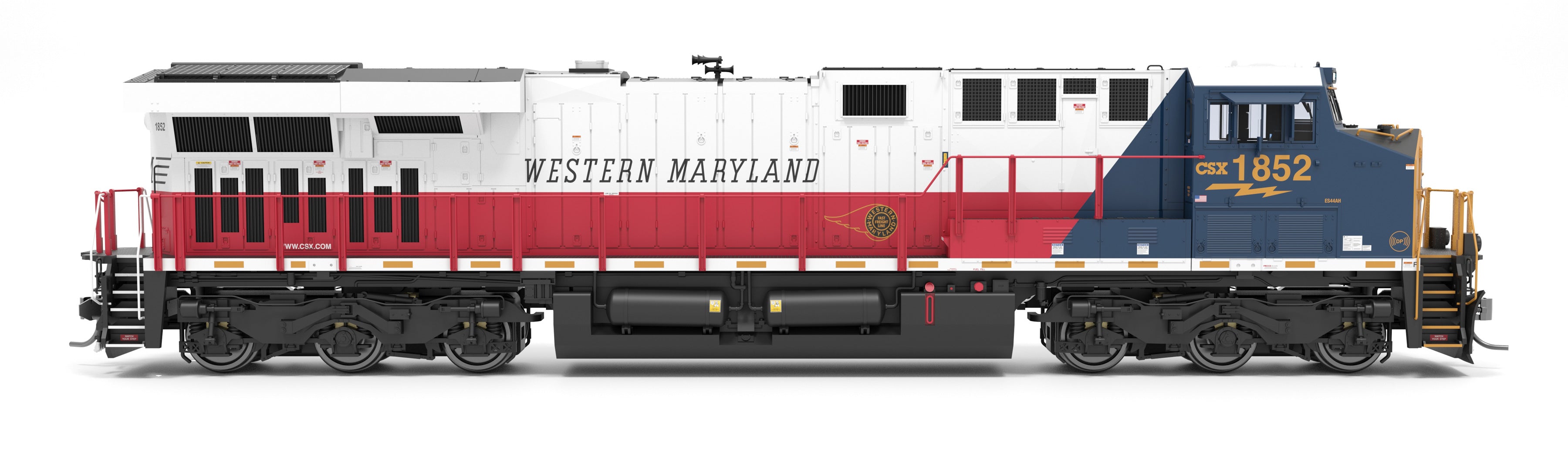 9443 GE ES44AC, CSX 1852, Western Maryland Heritage Locomotive, Paragon4 Sound/DC/DCC, Smoke, HO CLUB PRICE $199.99