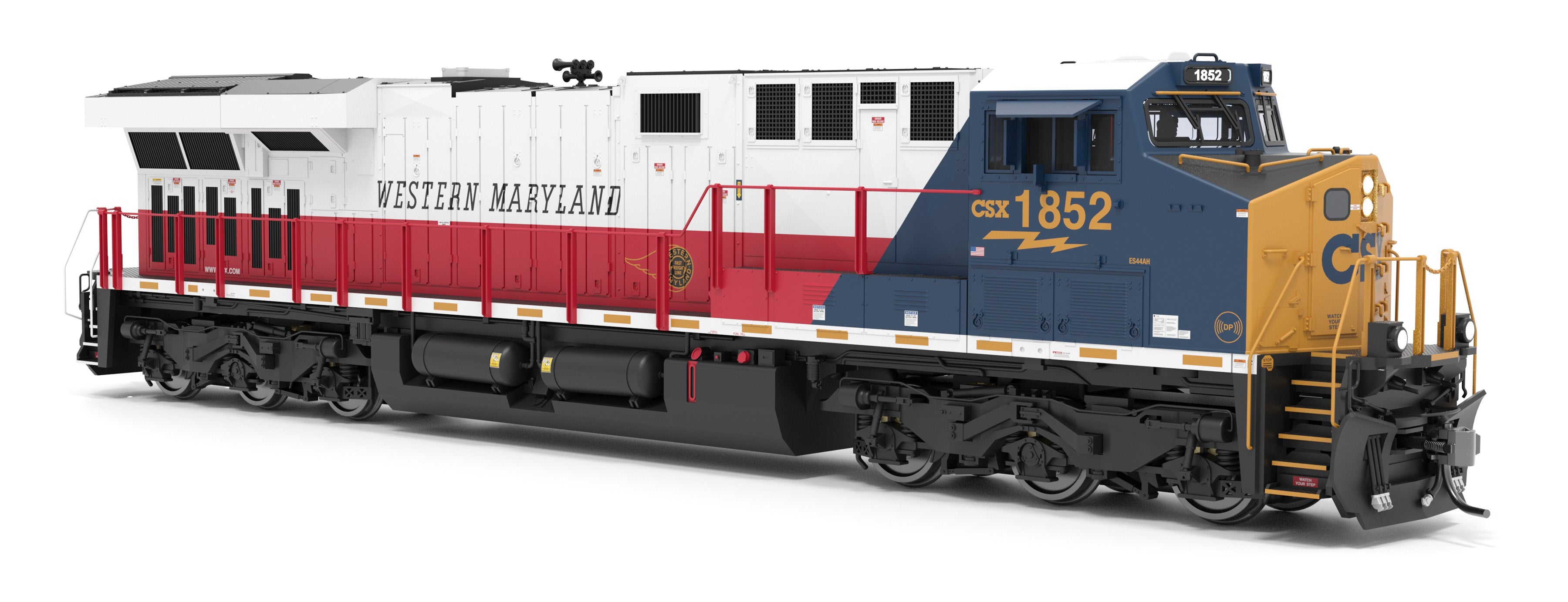 9443 GE ES44AC, CSX 1852, Western Maryland Heritage Locomotive, Paragon4 Sound/DC/DCC, Smoke, HO CLUB PRICE $199.99