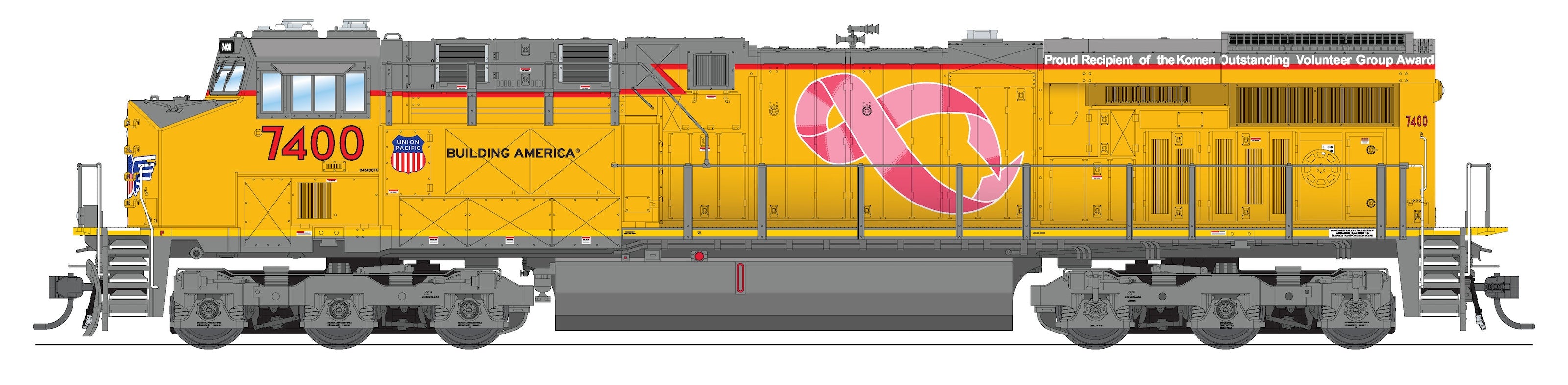 9444 GE ES44AC, UP 7400, Pink Ribbon Scheme, Paragon4 Sound/DC/DCC, Smoke, HO CLUB PRICE $199.99