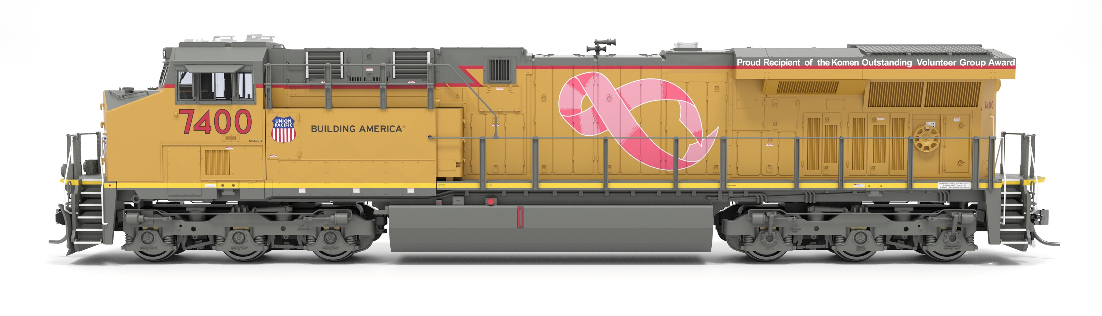 9449 GE ES44AC, UP 7400, Pink Ribbon Scheme, No-Sound / DCC-Ready, HO CLUB PRICE $129.99