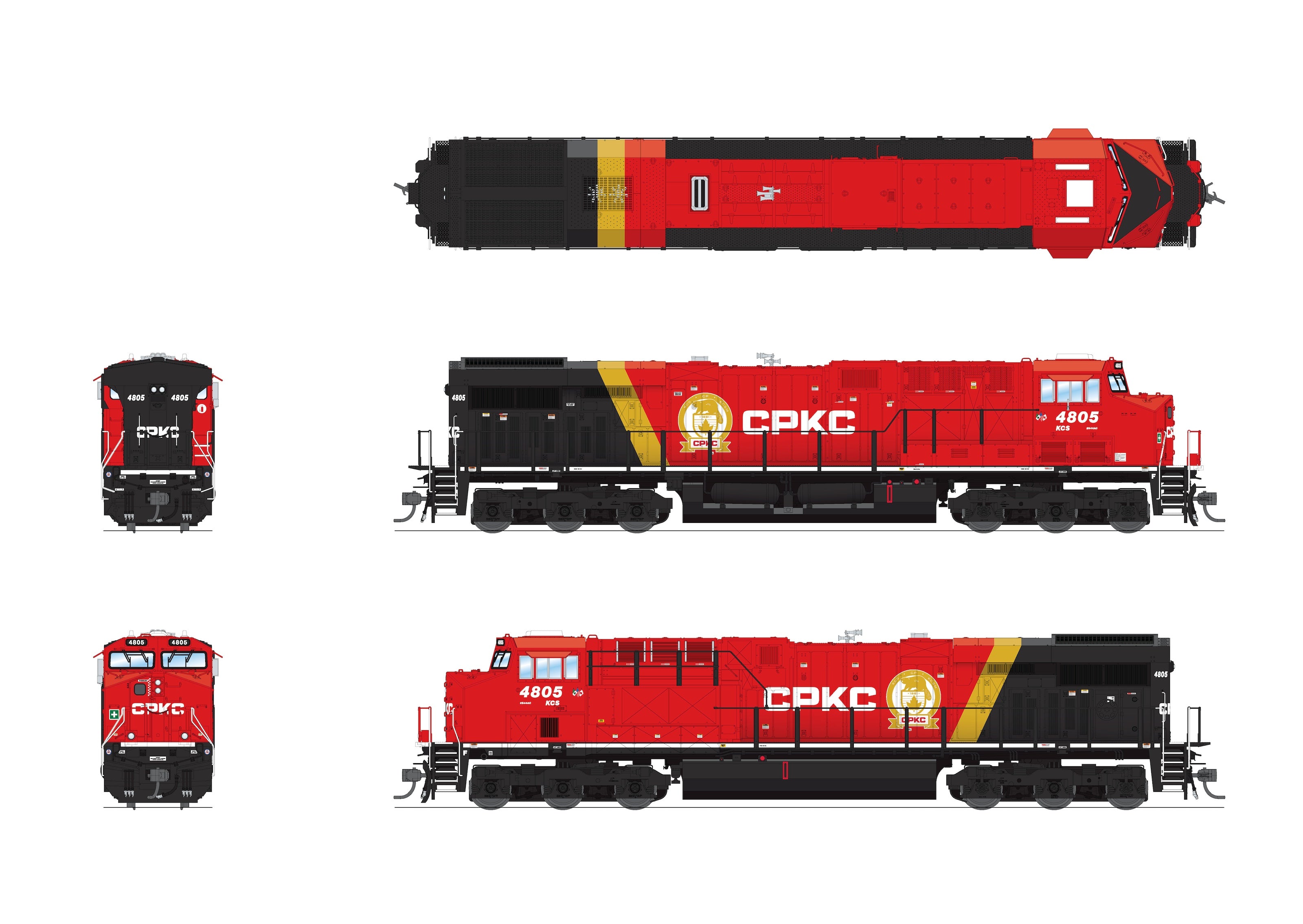 9445 GE ES44AC, CPKC 4805, Golden Beaver Scheme, No-Sound / DCC-Ready, HO CLUB PRICE $129.99