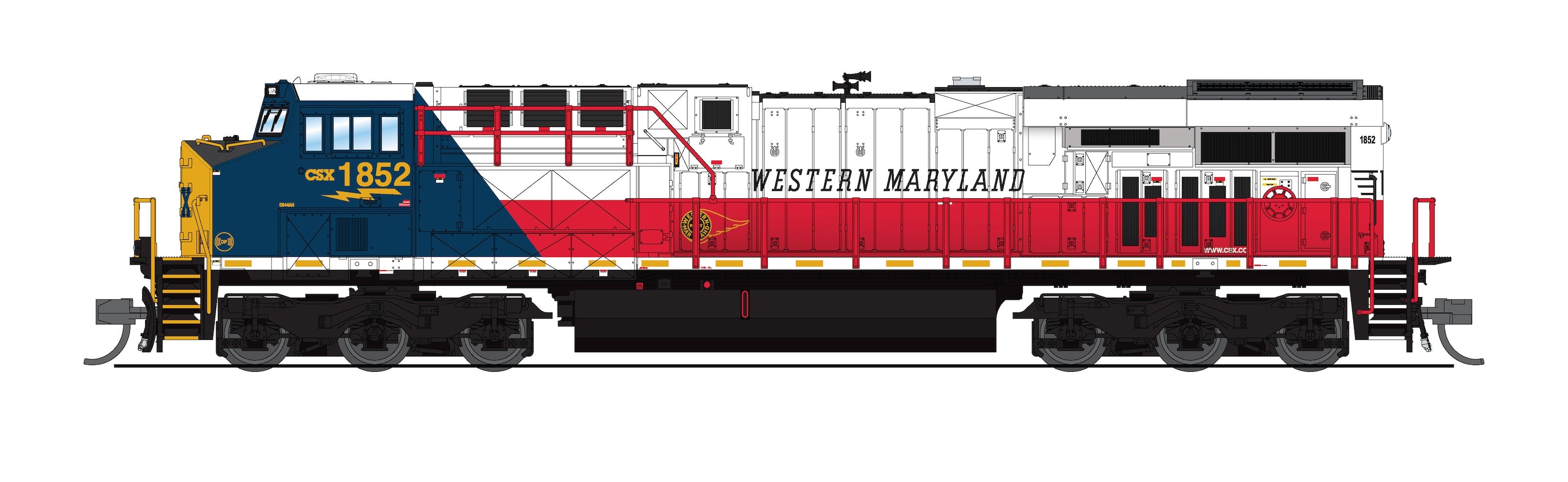 9453 GE ES44AC, CSX 1852, Western Maryland Heritage Locomotive, Parago