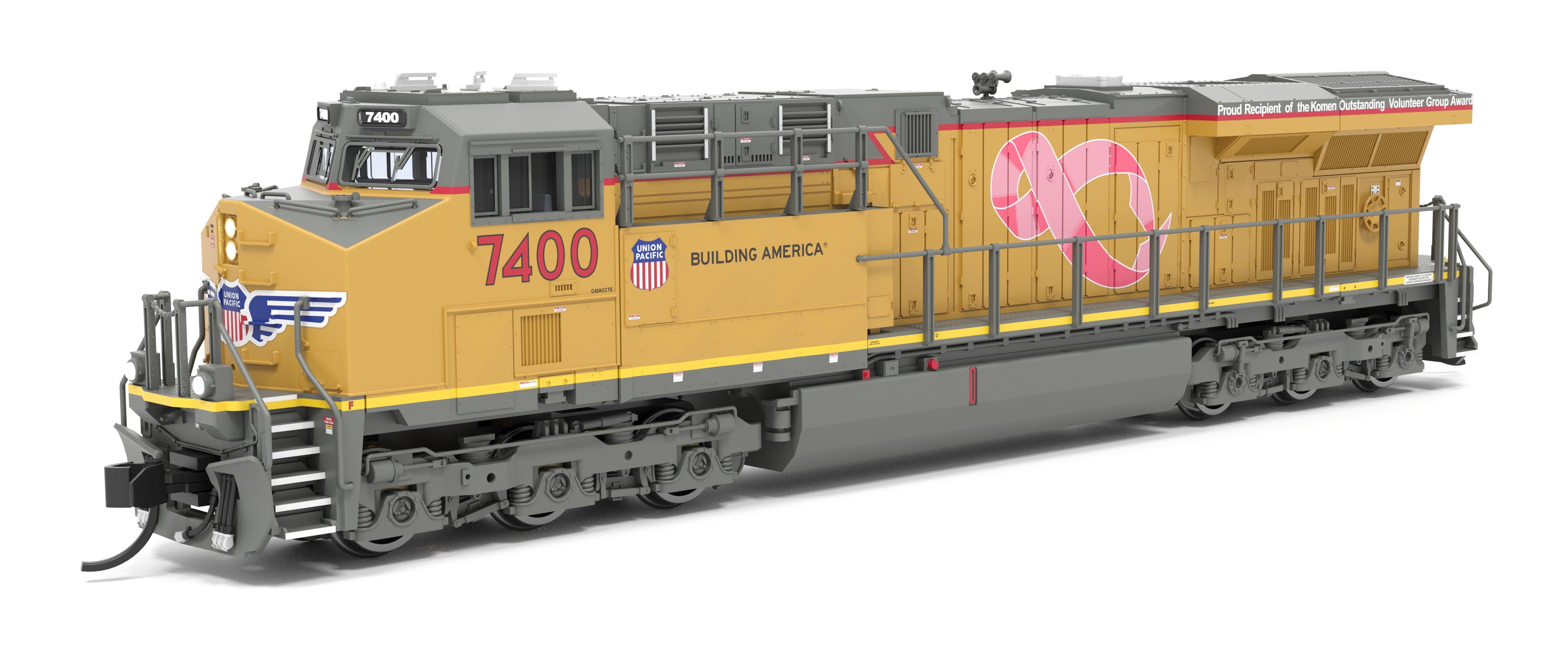 9459 GE ES44AC, UP 7400, Pink Ribbon Scheme, No-Sound / DCC-Ready, N CLUB PRICE $99.99