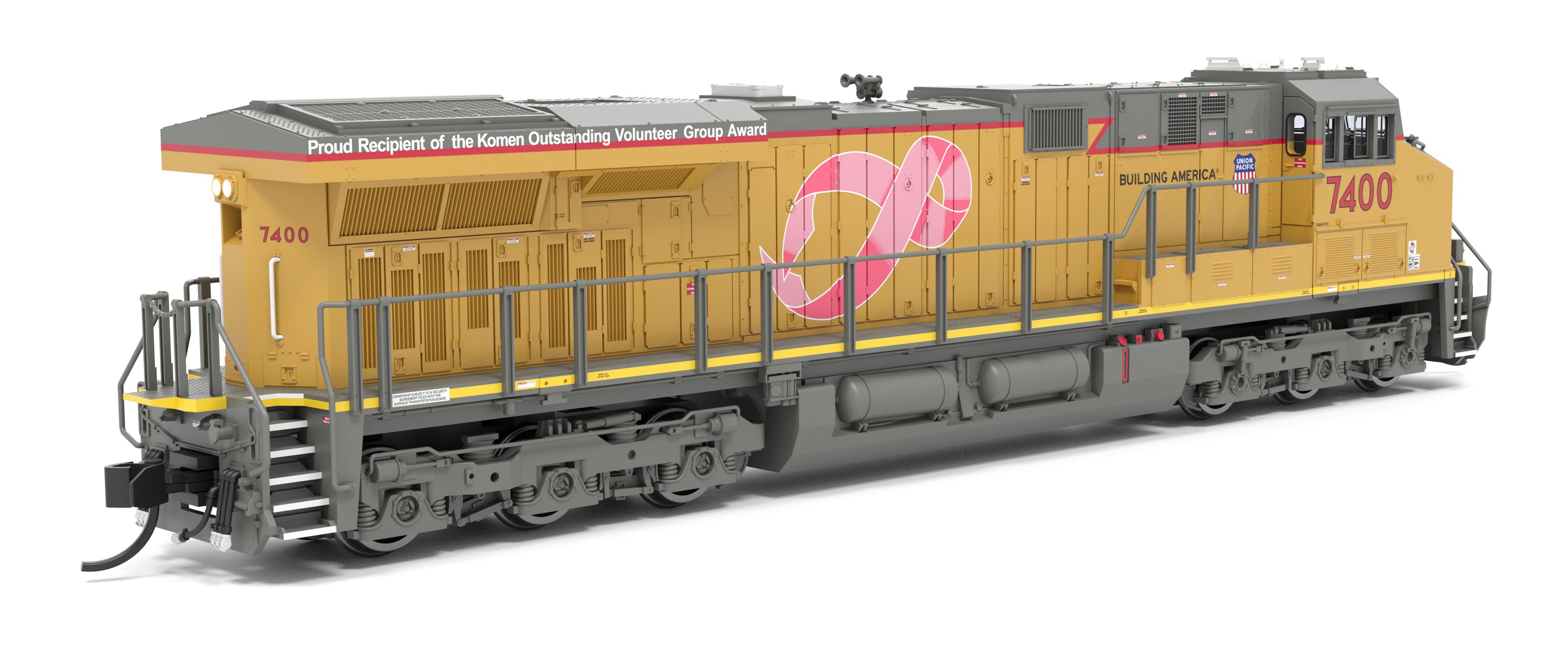 9459 GE ES44AC, UP 7400, Pink Ribbon Scheme, No-Sound / DCC-Ready, N CLUB PRICE $99.99