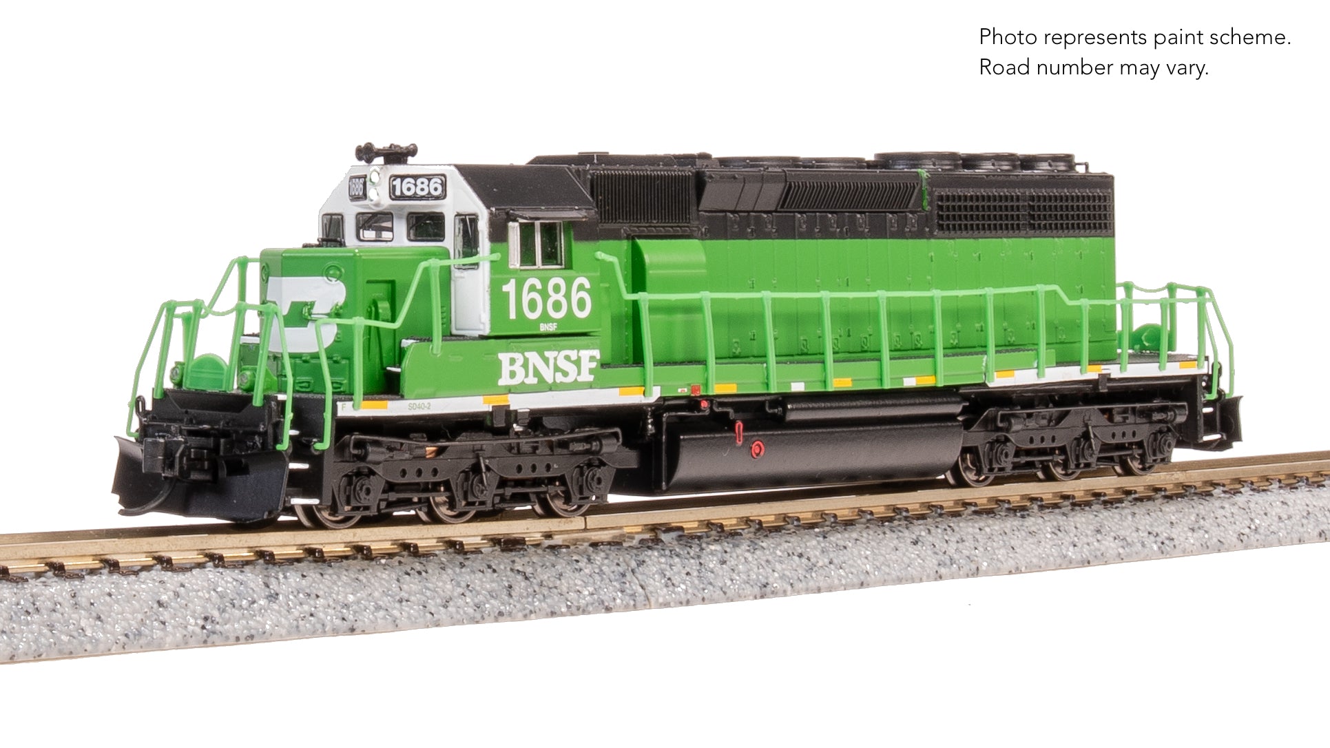 9483 EMD SD40-2, BNSF 1686, BN Black/Green/White w/ Patch, No-Sound / DCC-Ready, N