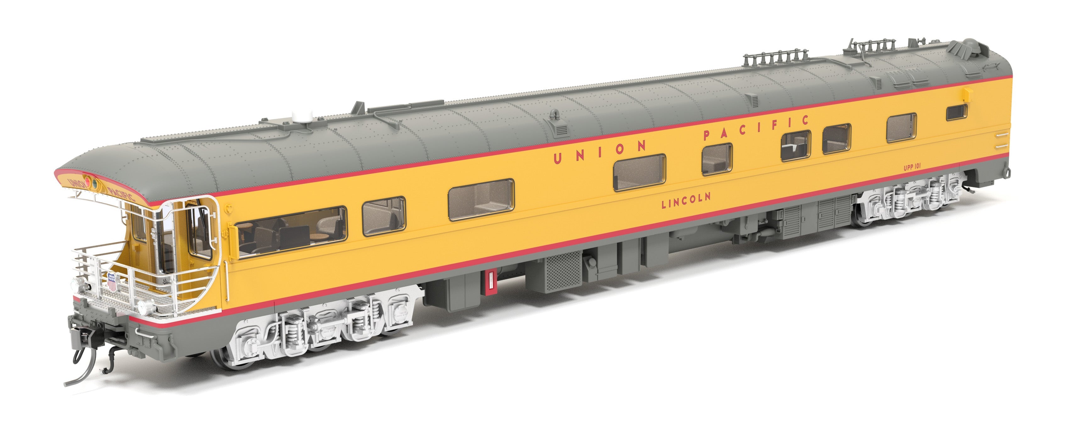 REFURBISHED R9591 Union Pacific Business Car, UP #101 "Lincoln", 2020-Present Appearance, UP Shield on Rear, HO