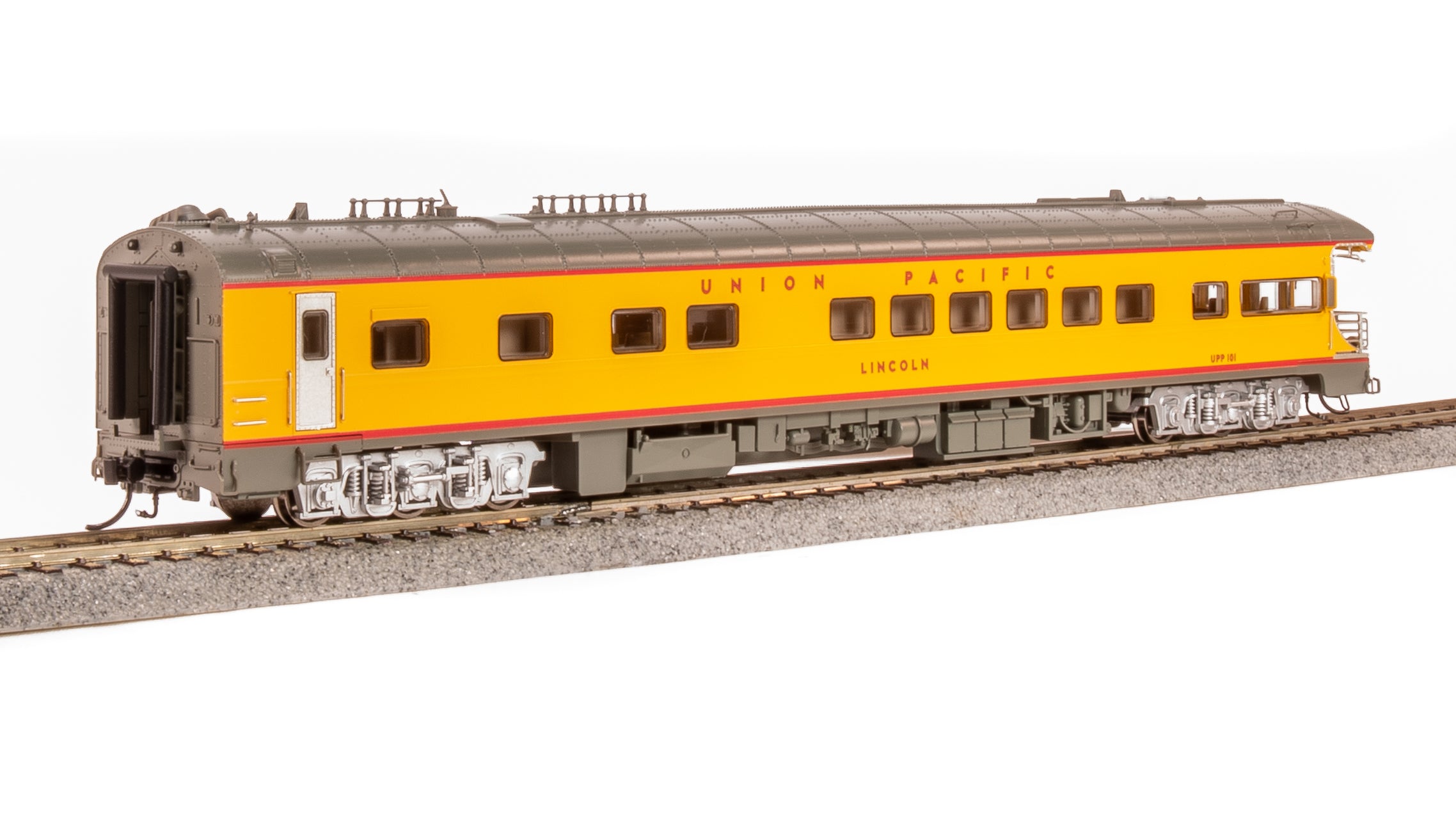 9594 Union Pacific Business Car, UP #101 "Lincoln", Yellow "Building America" Drumhead, HO