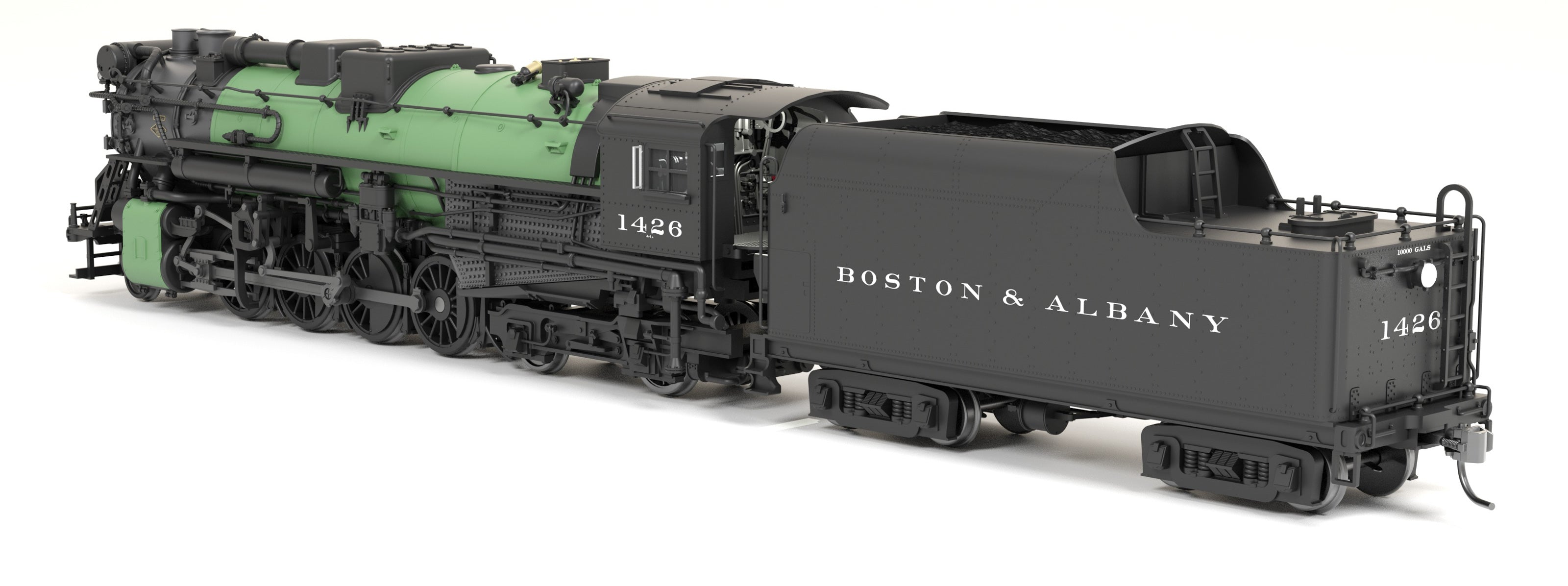 9607 Boston & Albany A1b #1426, 1930's Appearance w/ Sea Green Boiler, 4-axle tender, Roman Lettering, No-Sound / DCC-Ready, HO