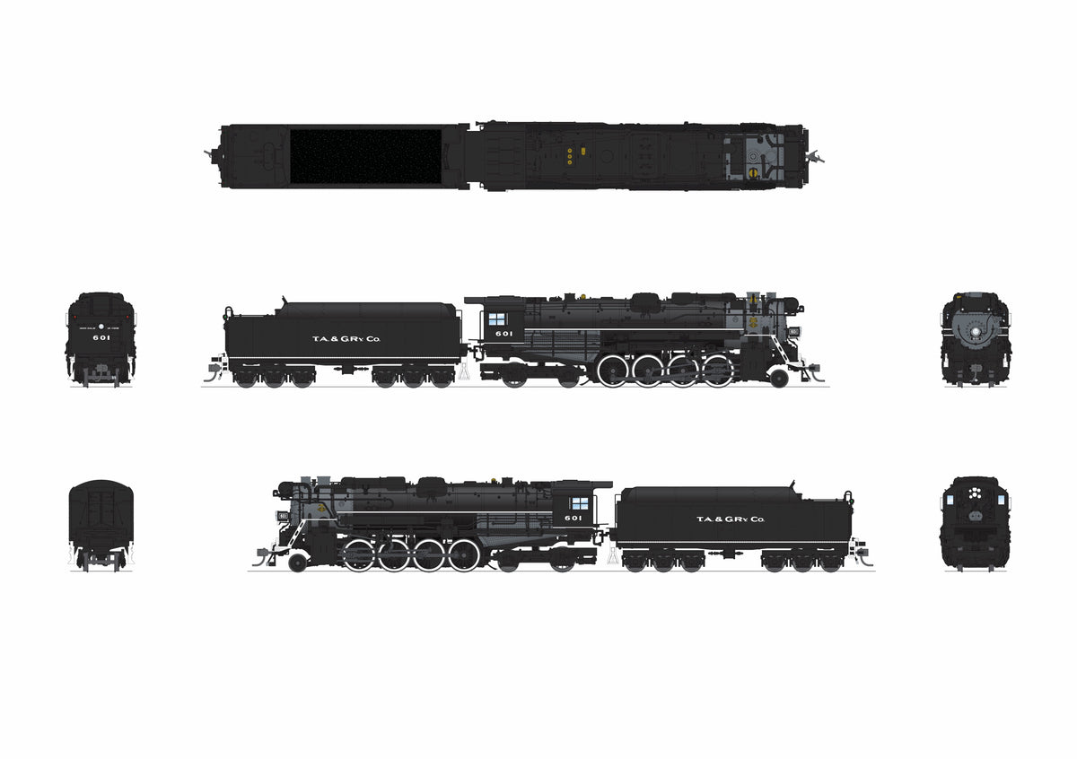 9617 TA & G Railway Co, #601, White Wall Drivers and Running Board Trim, No-Sound / DCC-Ready, HO (BrassBasement.com Exclusive)