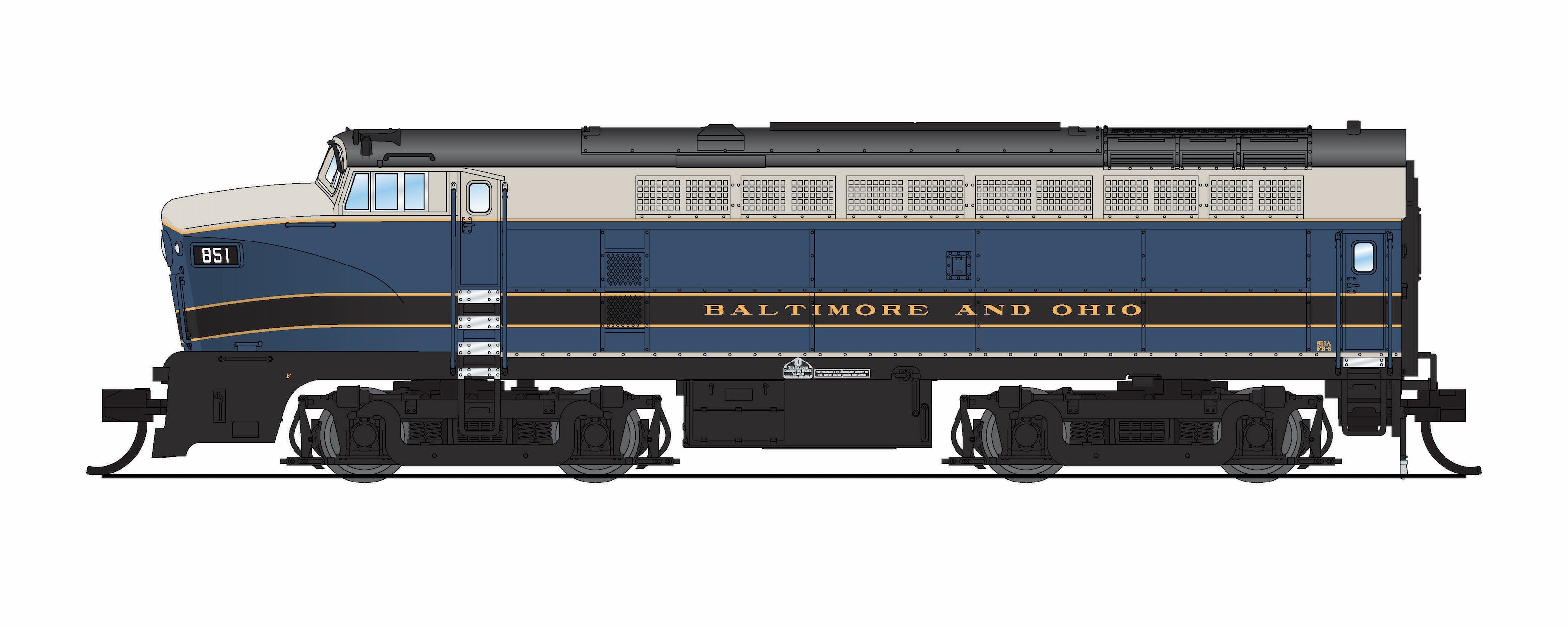 9627 B&O Sharknose, RF-16 A/B set, 851A/851X, As-Delivered, A-unit Paragon4 Sound/DC/DCC, Unpowered B, N