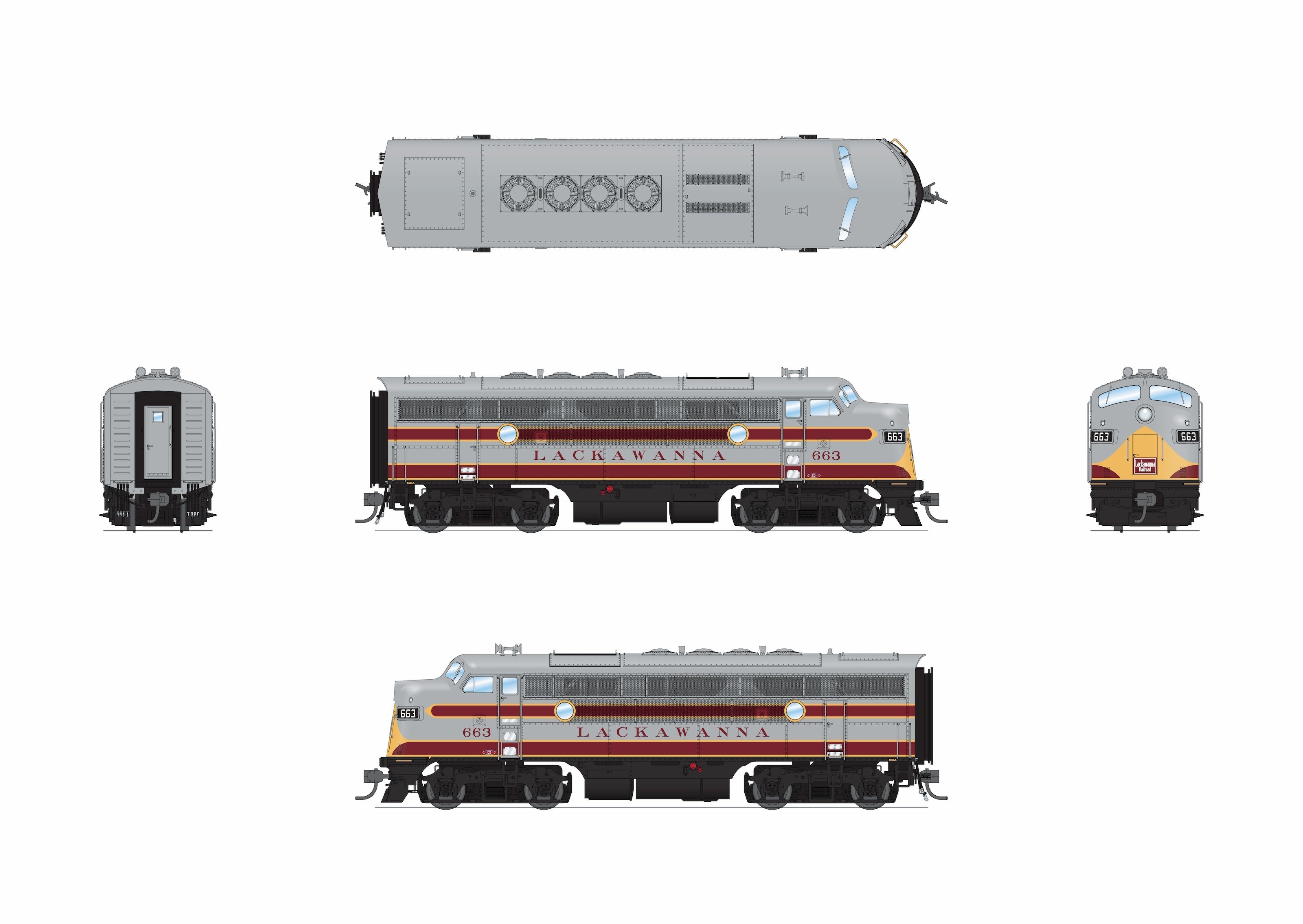 REFURBISHED R9664 EMD F3A, DLW 663, As Appears Today, No-Sound / DCC-Ready, HO