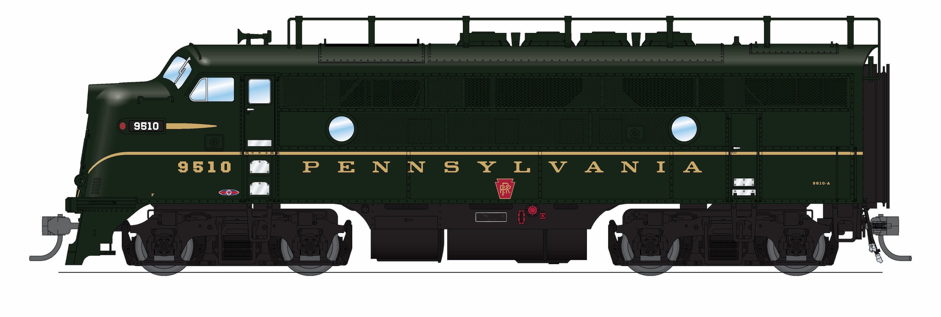 REFURBISHED R9676 EMD F3A, PRR 9517A, DGLE Single Stripe, No-Sound / DCC-Ready, HO