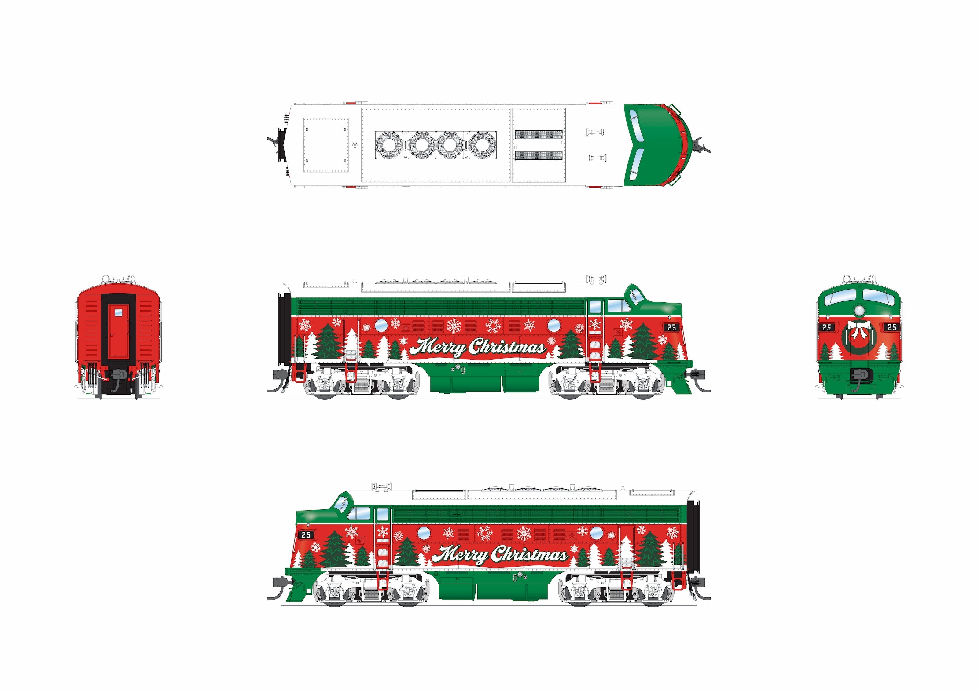 REFURBISHED R9678 EMD F3A, Santa Express #25, Paragon4 Sound/DC/DCC, HO (Trainworld Exclusive)