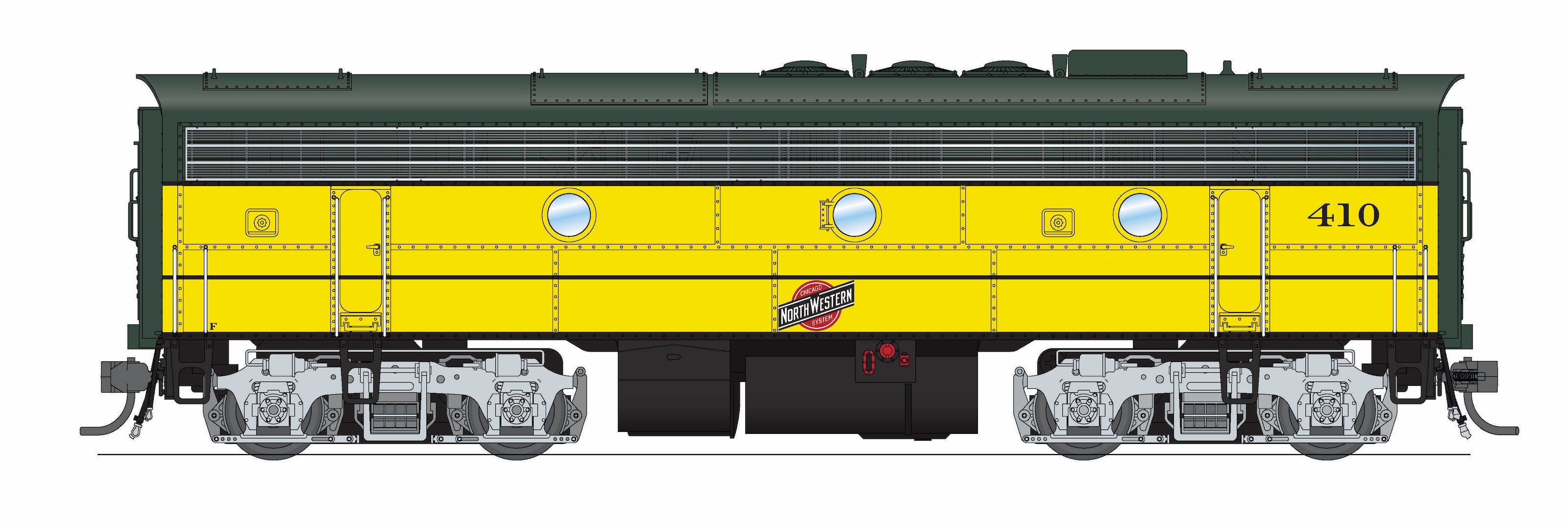 REFURBISHED R9694 EMD F7 A/B, CNW 400/410, Executive Scheme, A-unit Paragon4 Sound/DC/DCC, Unpowered B, HO