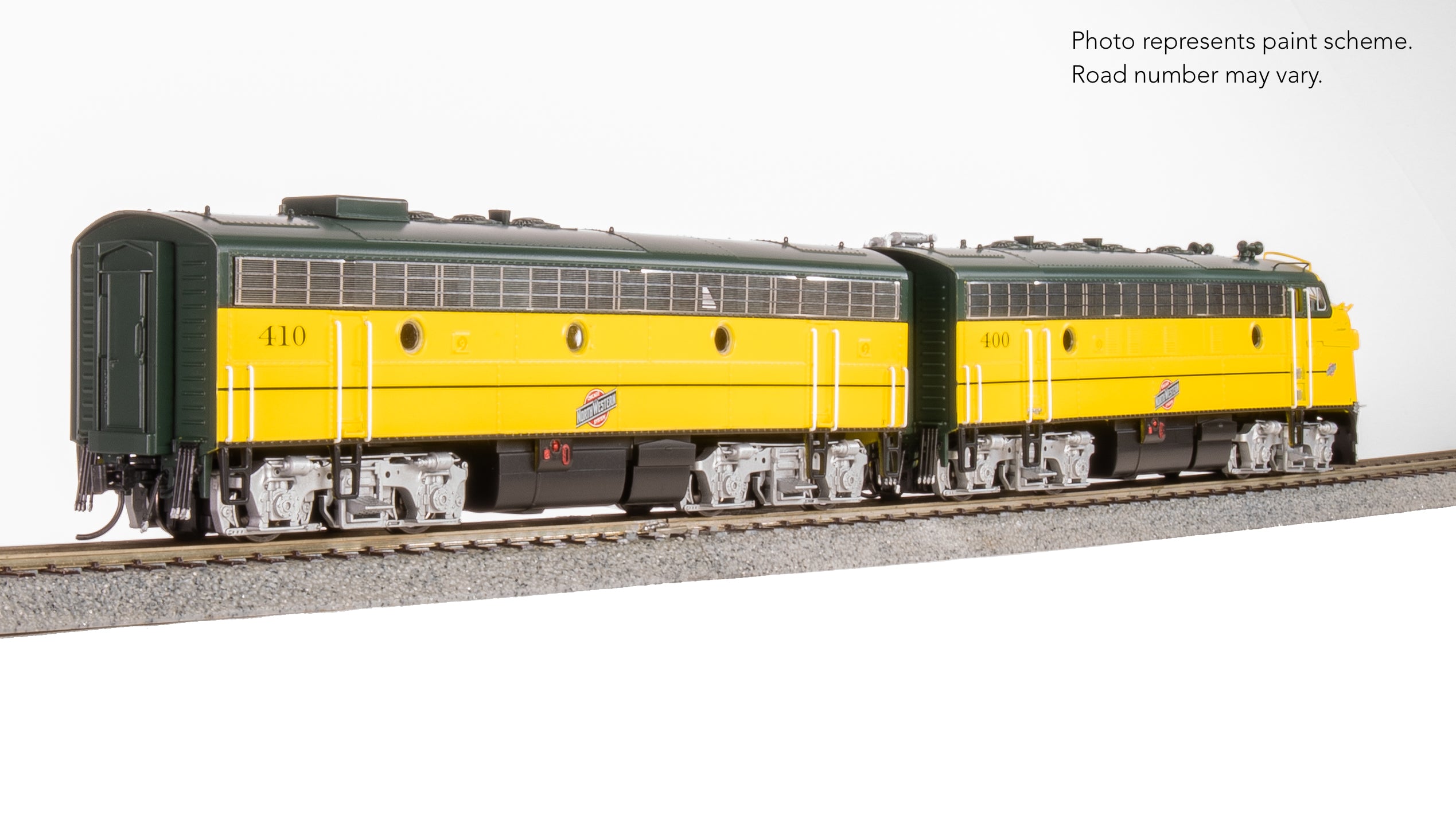 9695 EMD F7 A/B, CNW 400/410, Executive Scheme, A-unit No-Sound / DCC-Ready, Unpowered B, HO