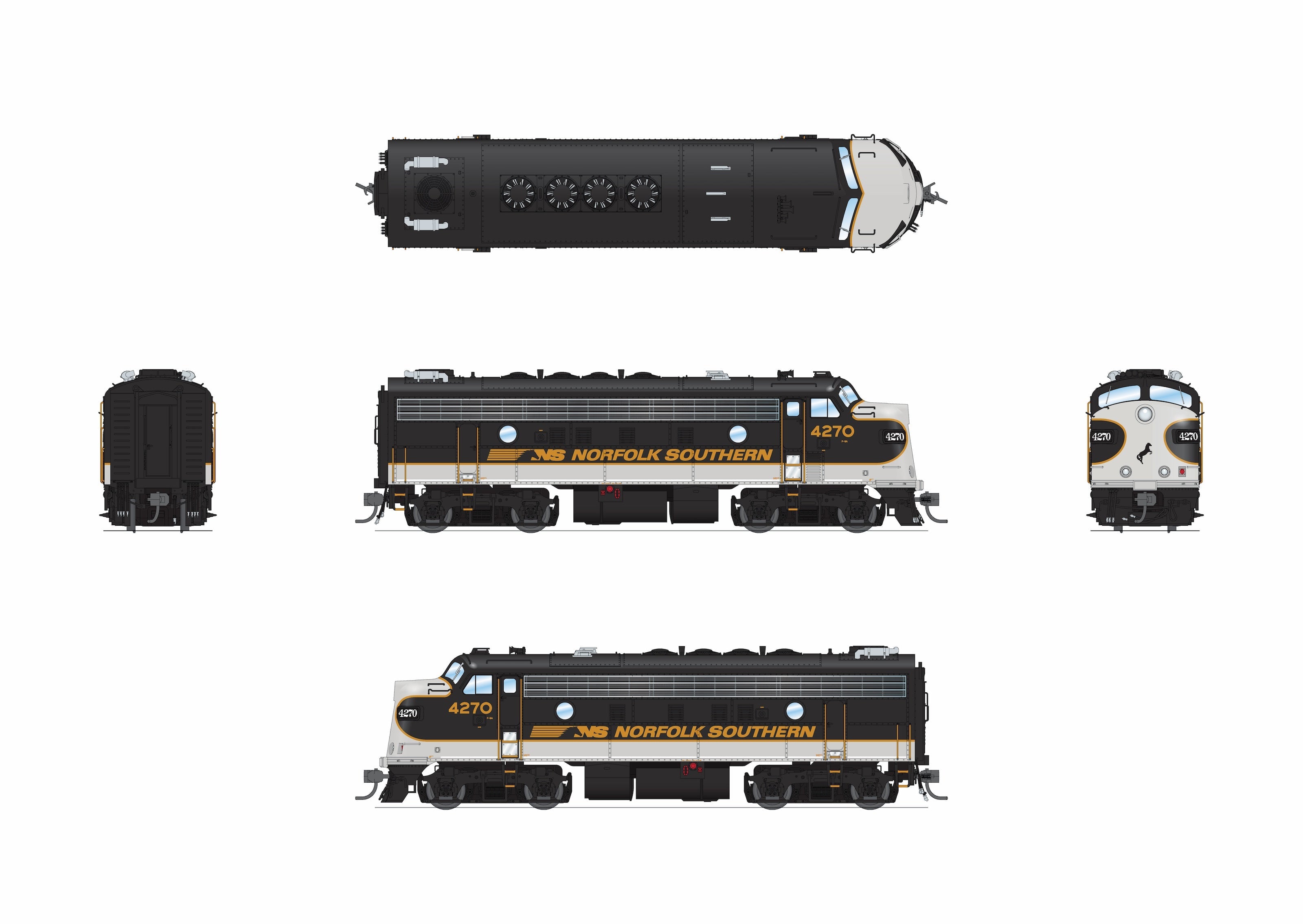 REFURBISHED R9702 EMD F9A, NS 4271, Tuxedo Scheme, Paragon4 Sound/DC/DCC, HO