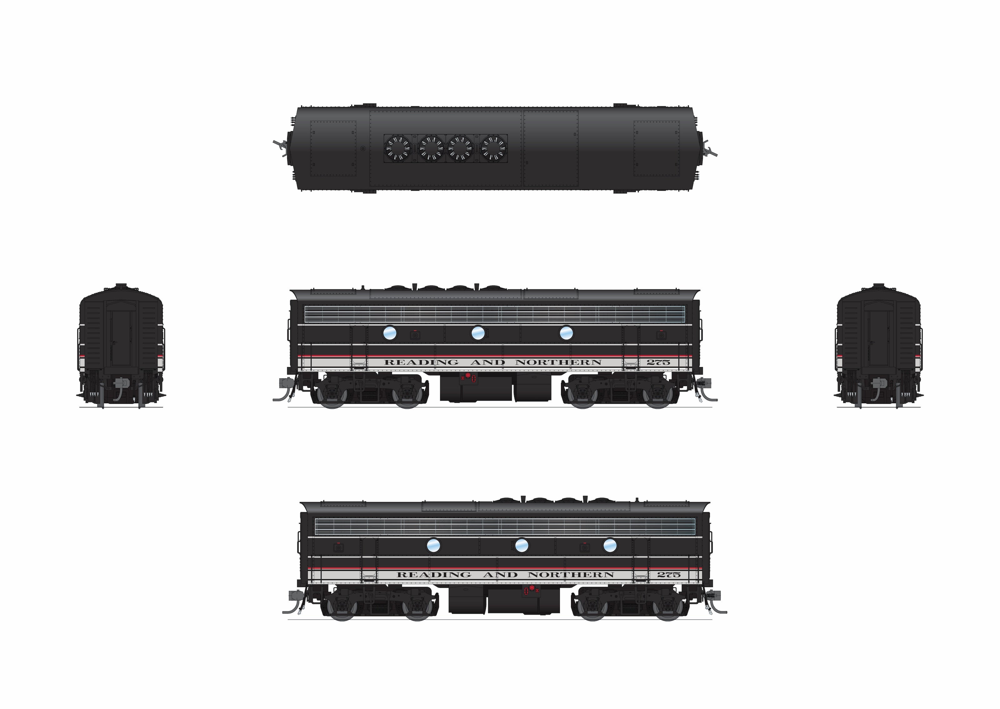 REFURBISHED R9707 EMD F7B, RBMN 275, Modern Excursion Appearance, Paragon4 Sound/DC/DCC, HO