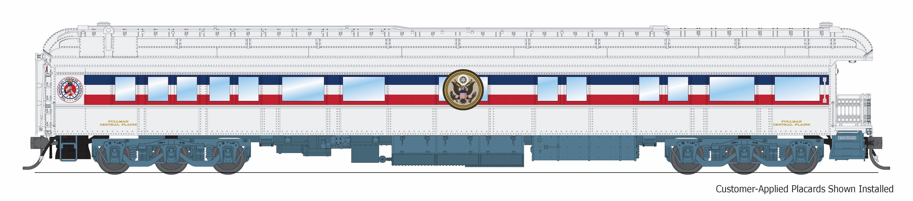 9712 1947 Freedom Train Heavyweight 5-Car Passenger Set, 1947 Scheme, HO Scale