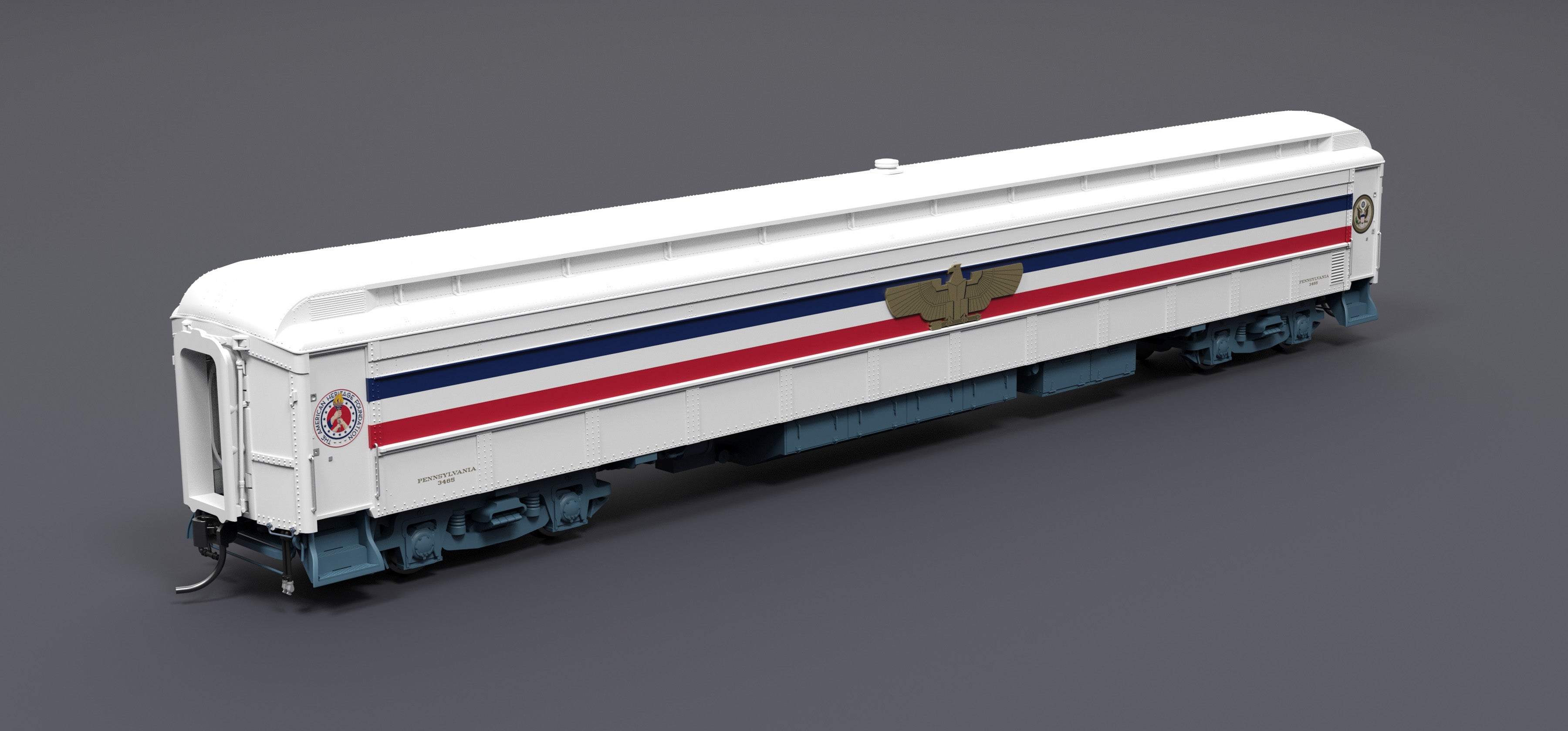 9733 1947 Freedom Train 80' Passenger Coach, 1947-1949, w/ Eagle, HO Scale