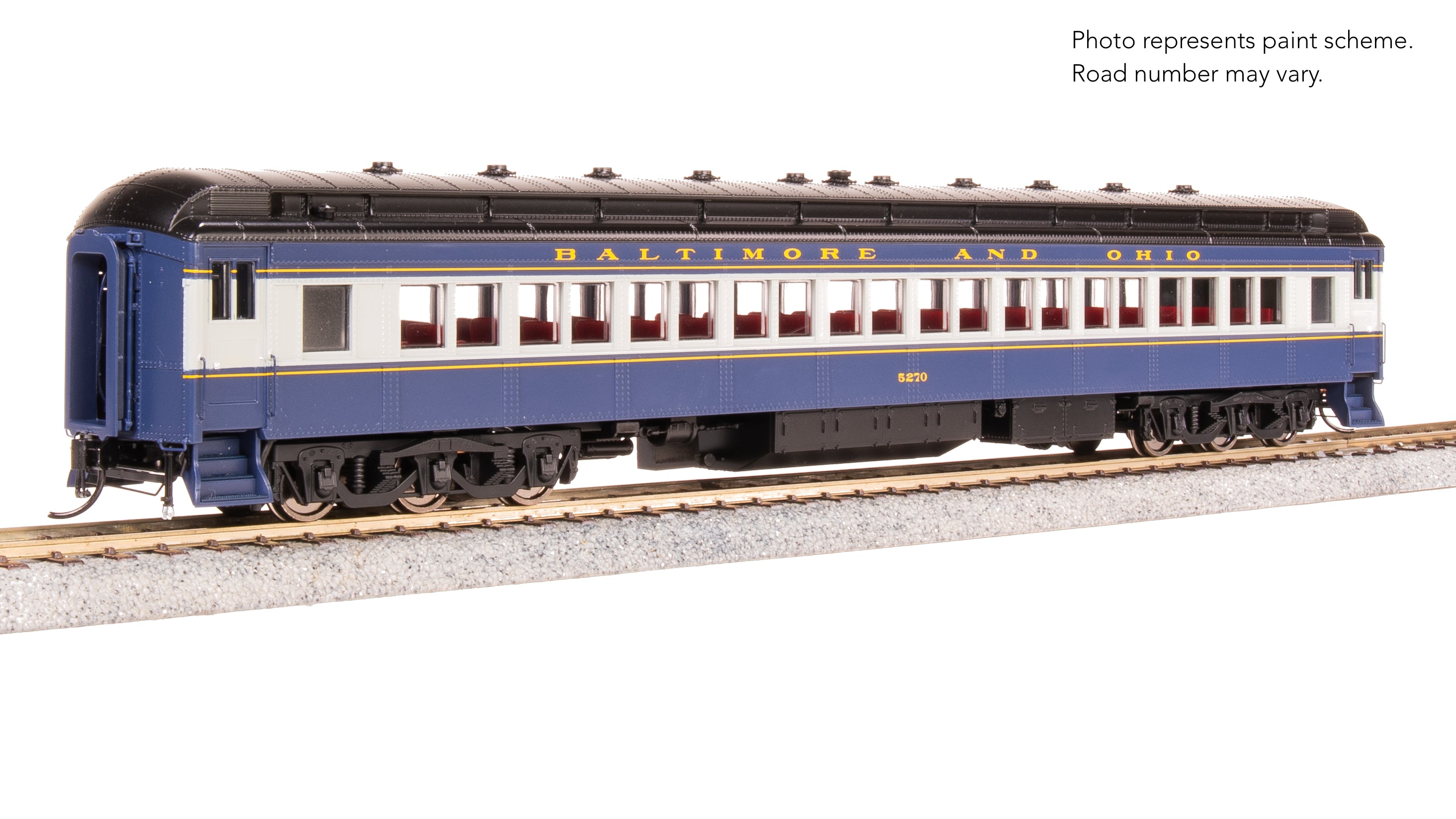 9735 B&O 80' Passenger Coach, Blue & Gray, HO Scale