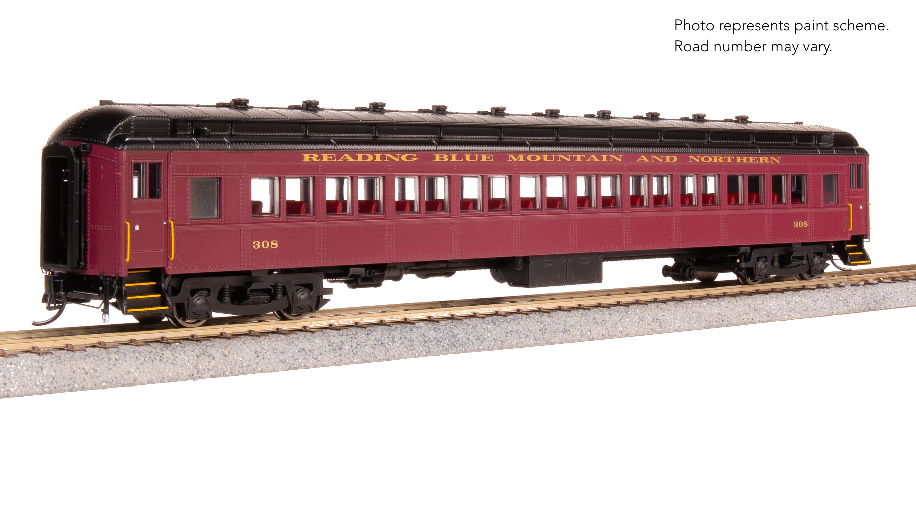 9738 RBMN 80' Passenger Coach, Maroon Scheme, HO Scale