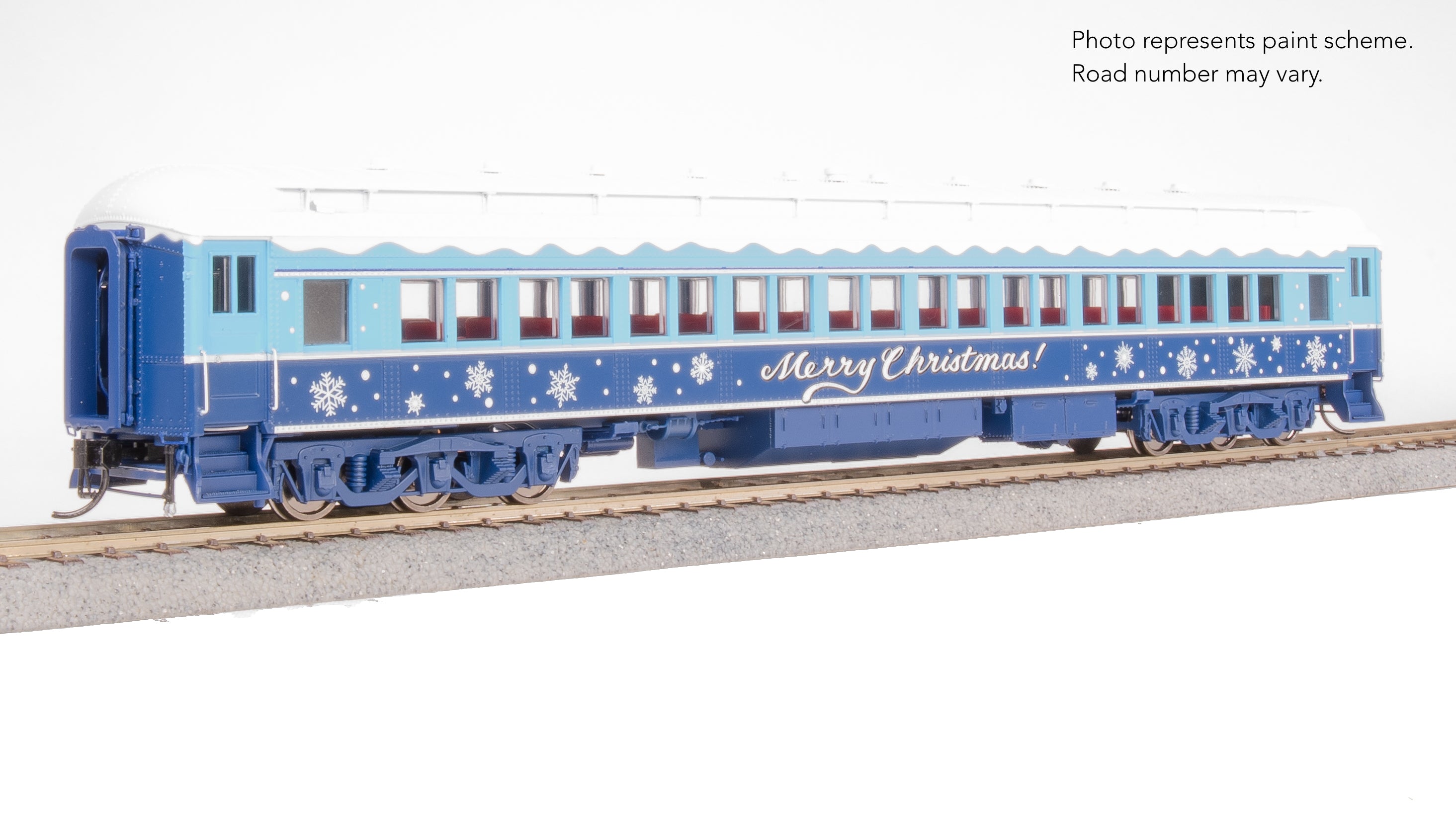 9739 Blue & White Holiday-themed Passenger Coach, HO Scale
