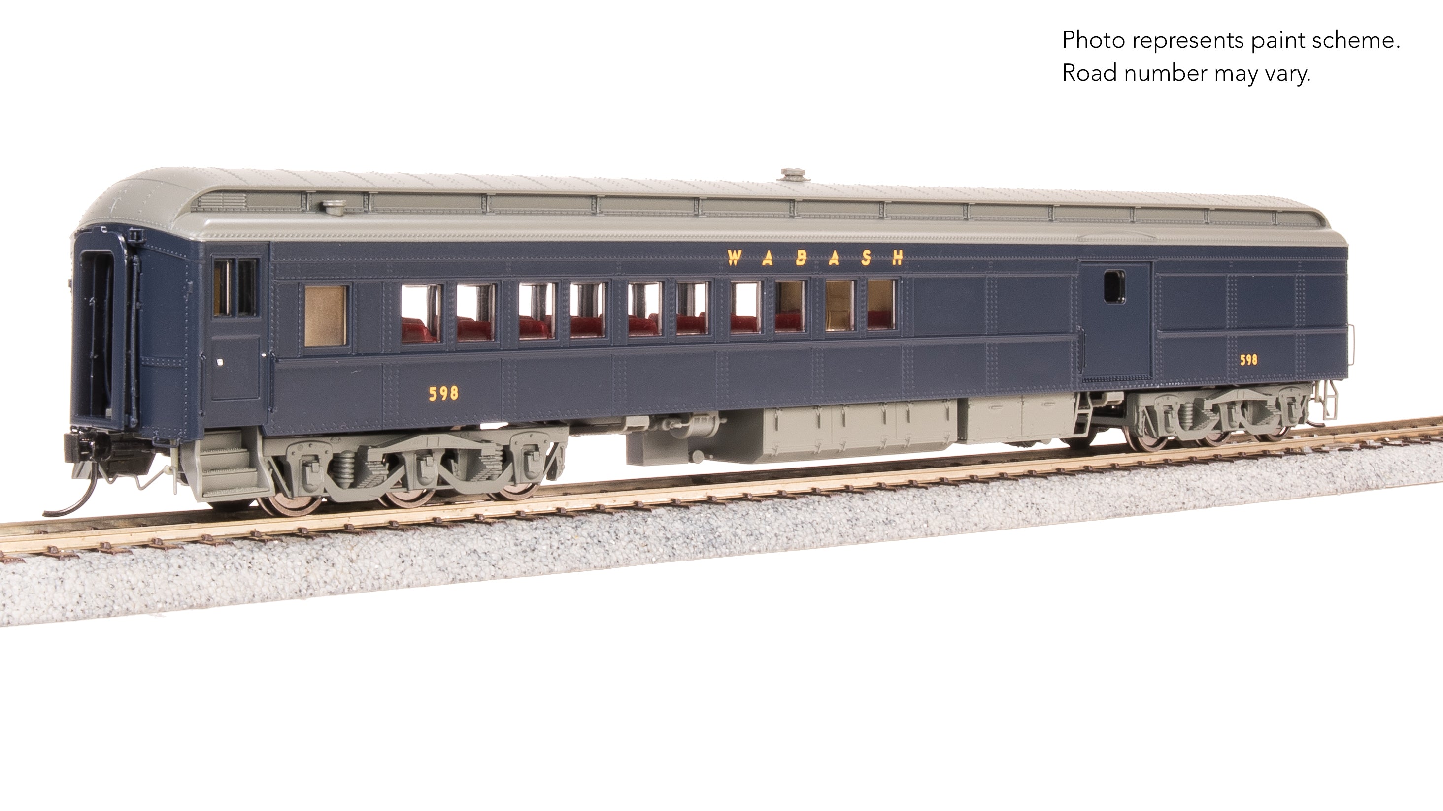 9751 WAB Baggage-Combine Car #598, Blue w/ Imitation Gold, HO Scale