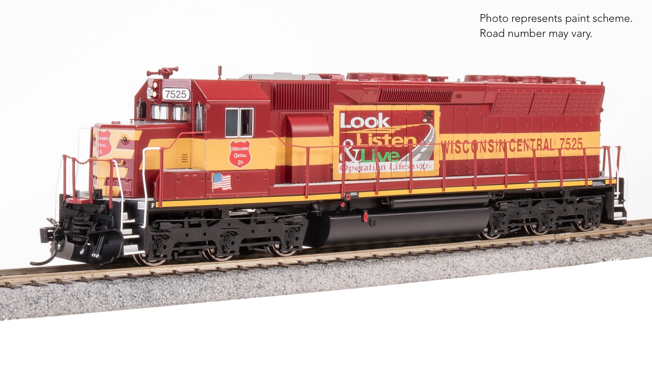 りんご　ワゴン 9822 EMD SD45, WC 7525, Operation Lifesaver, Paragon4 Sound/DC/DCC, HO