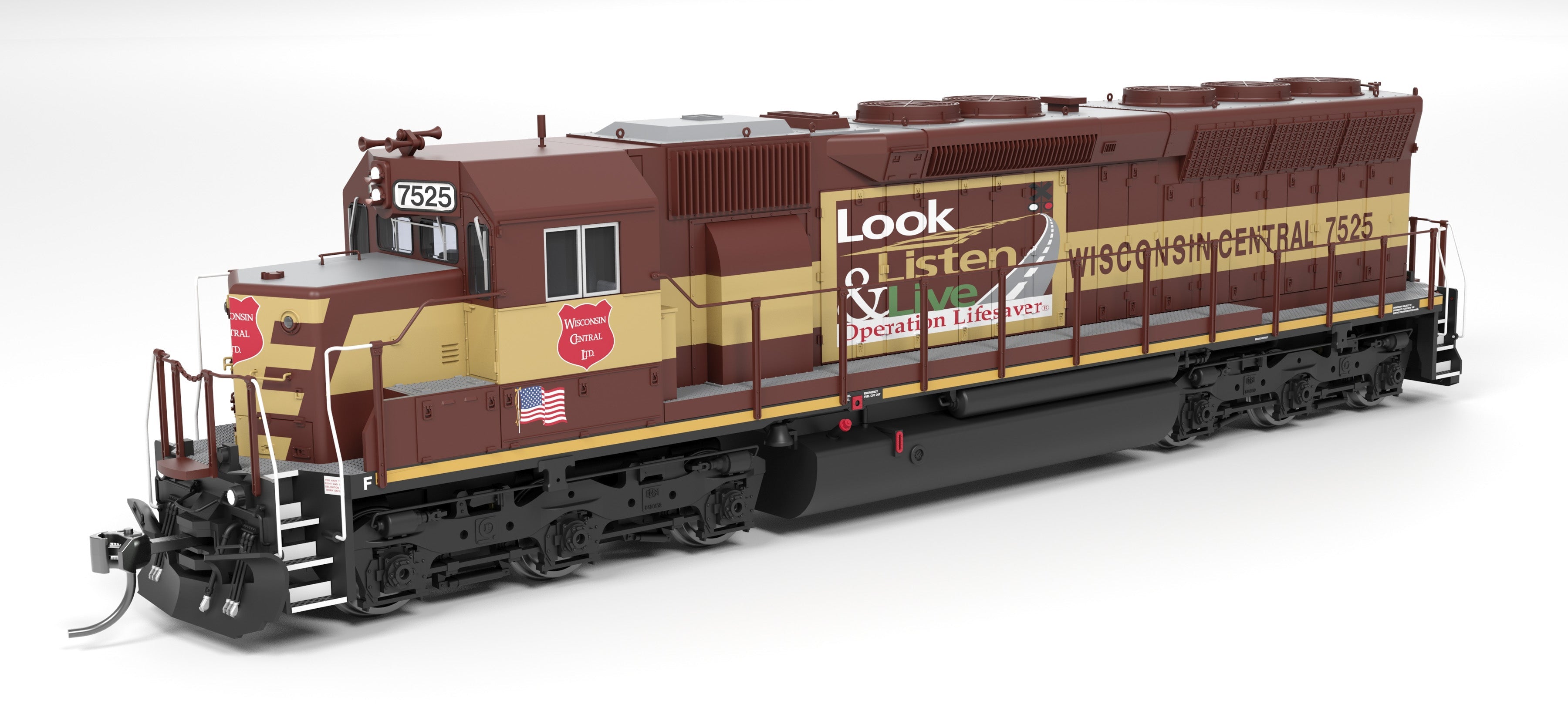 REFURBISHED R9822 EMD SD45, WC 7525, Operation Lifesaver, Paragon4 Sound/DC/DCC, HO
