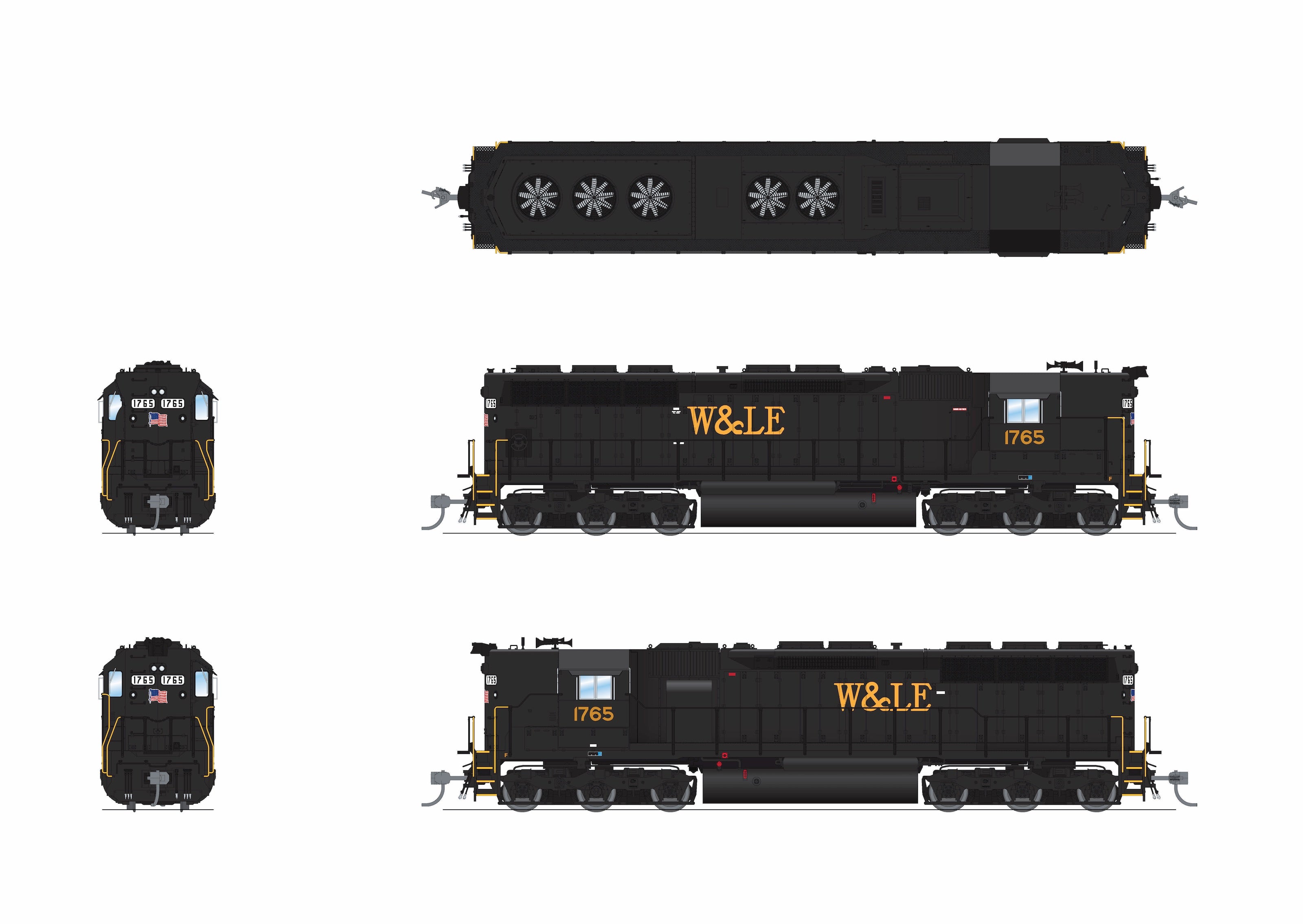 9795 EMD SD45, W&LE 1768, Early Scheme, Paragon4 Sound/DC/DCC, HO (Available from Hobbytyme Distributors)