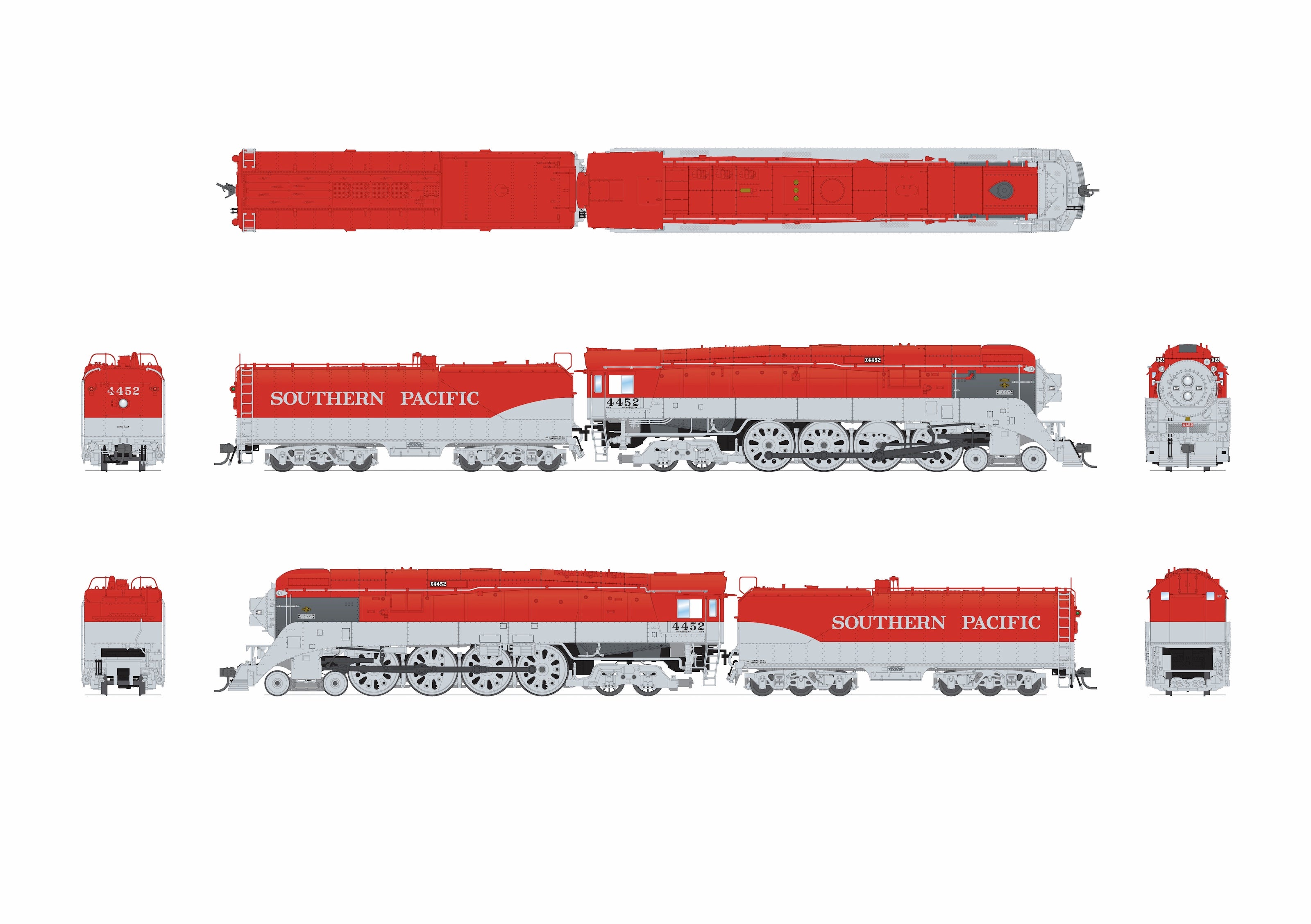 クラウン('14米) 9846 Southern Pacific GS-4, #4452, SP Golden State Fantasy Paint, Para