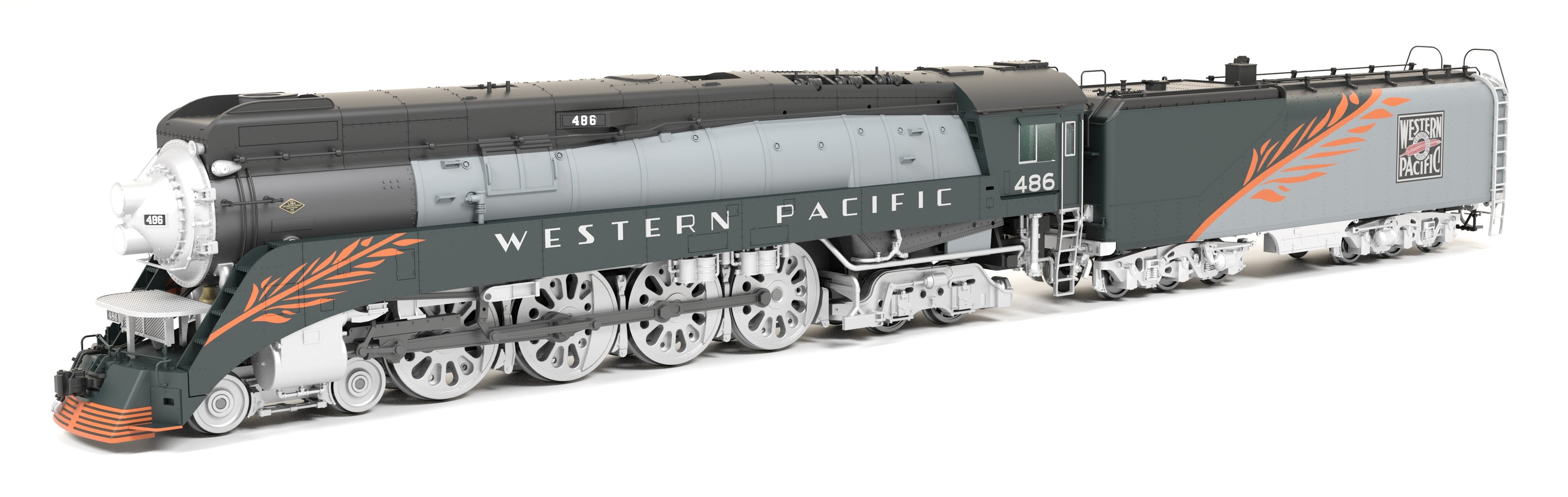 **BLEMISHED (sold as-is, see photos) REFURBISHED BR9848 Western Pacific GS-4, #486, Green/Gray/Orange Heritage Fantasy Paint, Paragon4 Sound/DC/DCC, Smoke, HO