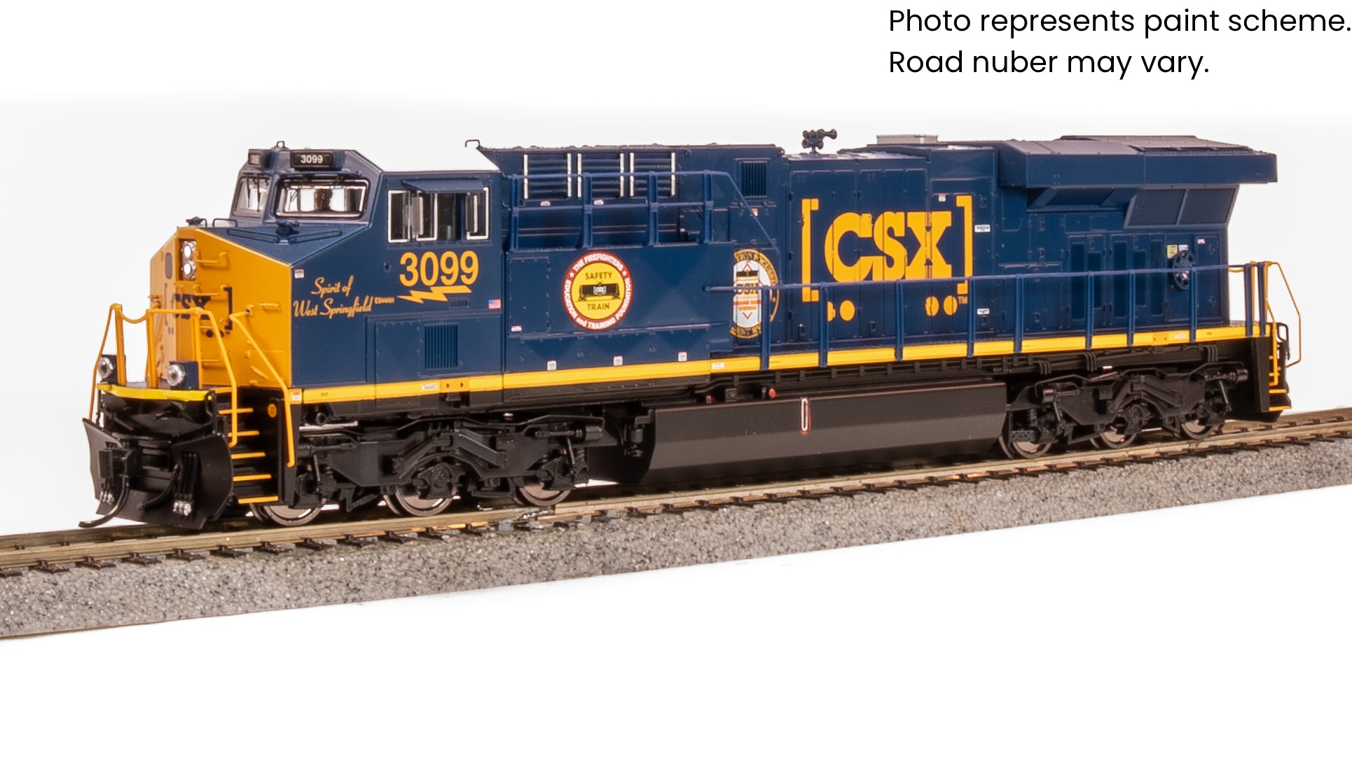 9867 GE ES44AC, CSX 3099, Boxcar Scheme, "Spirit of West Springfield", No-Sound / DCC-Ready, HO