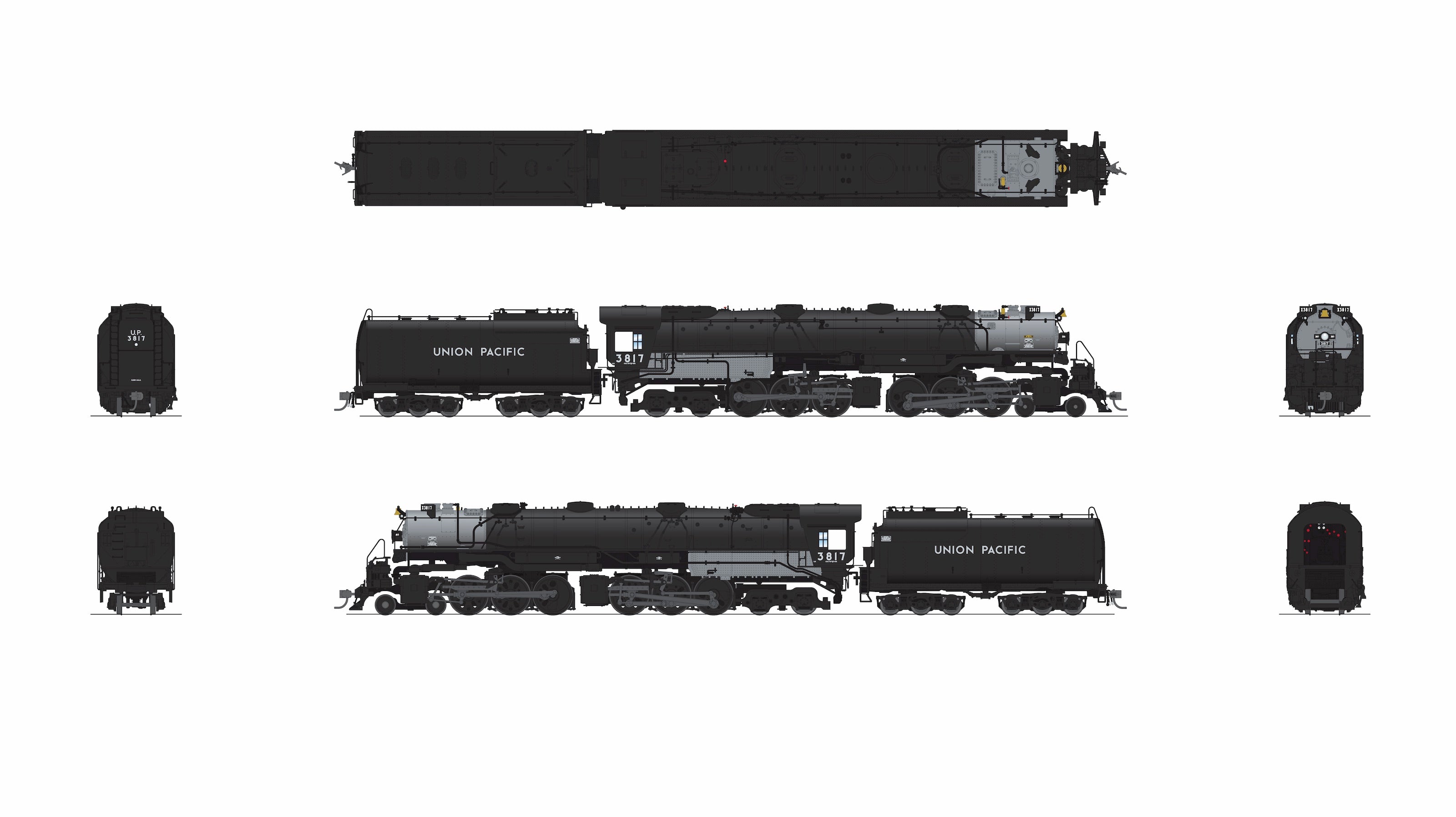9905 UP Early Challenger (CSA-2), #3838, Post-1947, As-Delivered Front Engine, Paragon4 Sound/DC/DCC, Smoke, HO