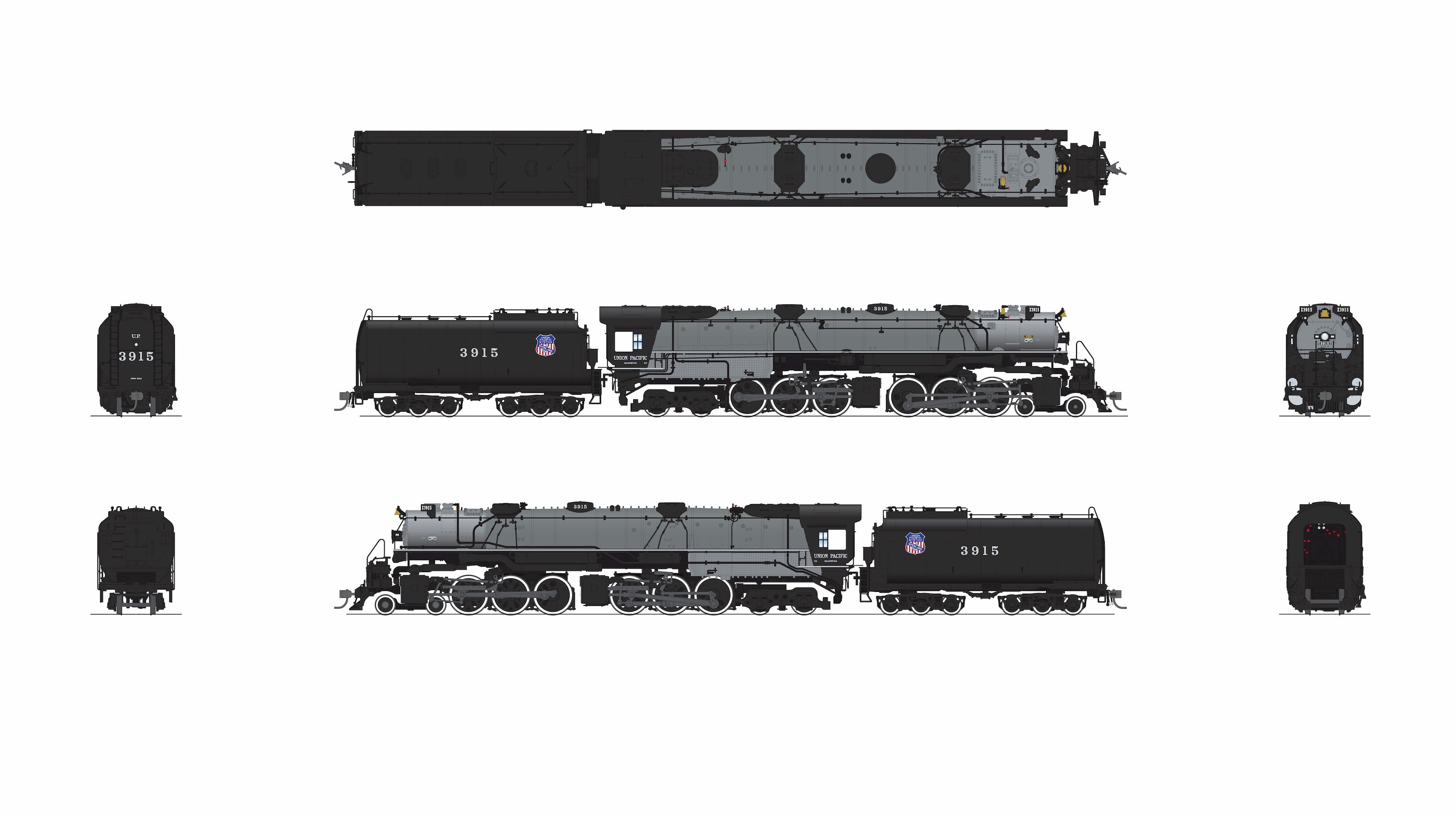 9918 UP Early Challenger (CSA-2), #3915, Builder's Fantasy Paint, No-Sound / DCC-Ready, HO