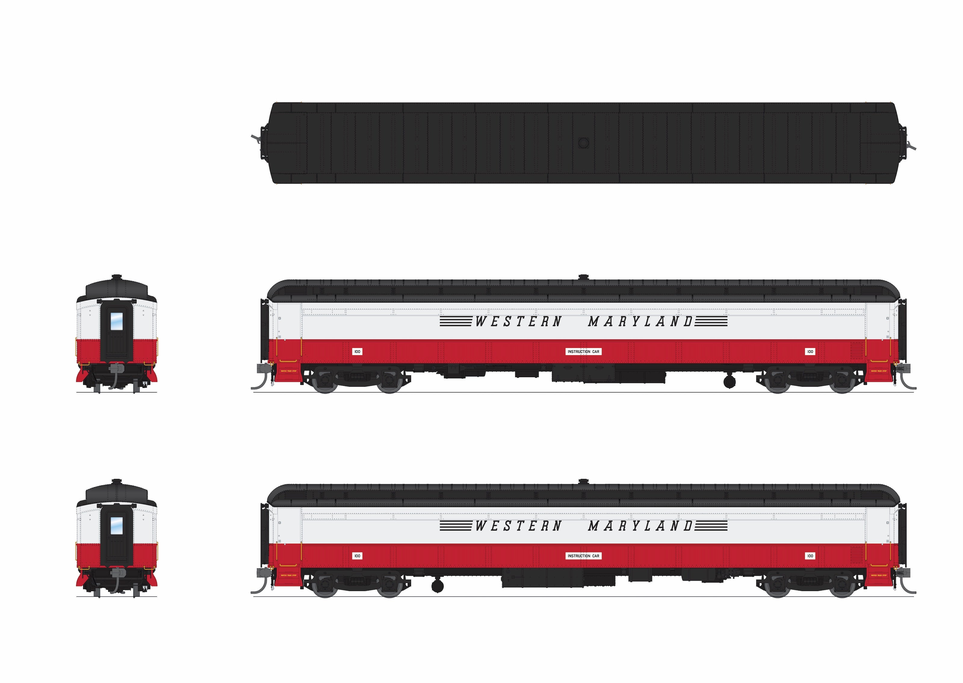9936 Railroad Instruction Car, Western Maryland WM 100, HO Scale
