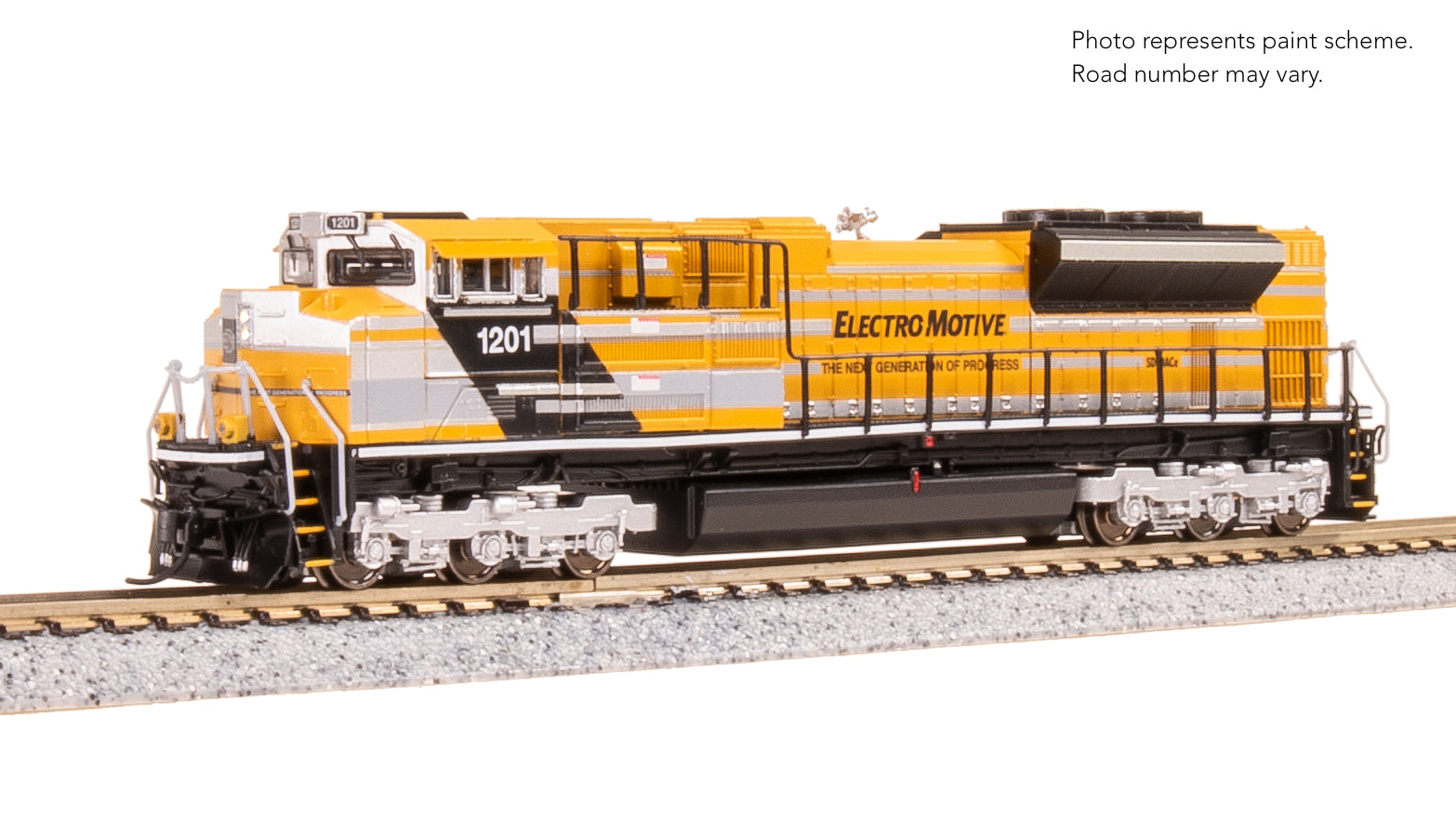 9966 EMD SD70ACe, EMD Demo 1201, Yellow Progress Rail, Paragon4 Sound/DC/DCC, N