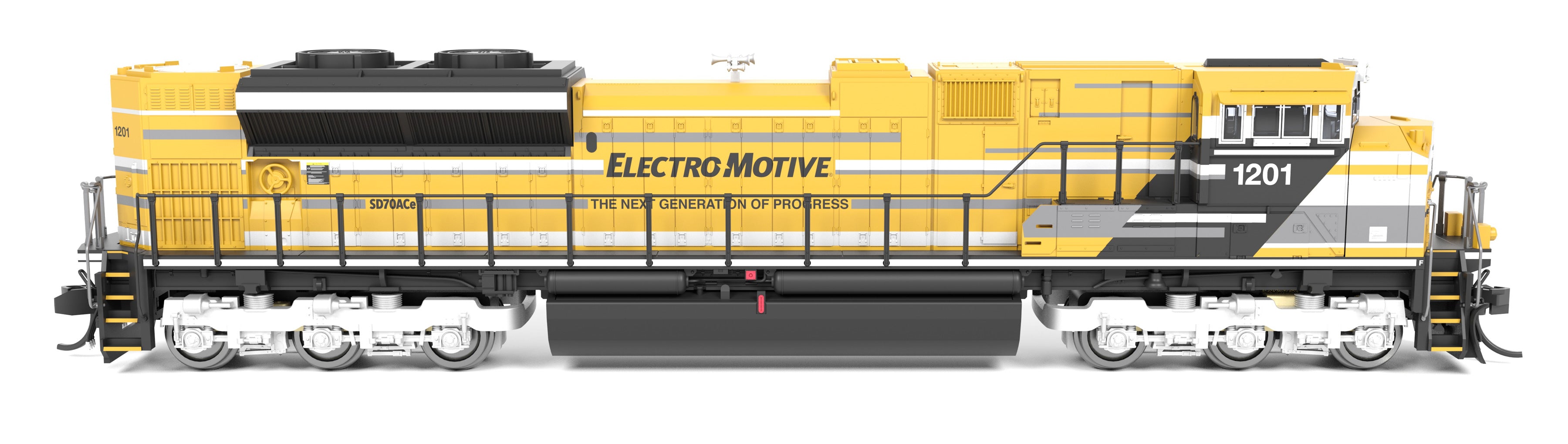 9966 EMD SD70ACe, EMD Demo 1201, Yellow Progress Rail, Paragon4 Sound/DC/DCC, N