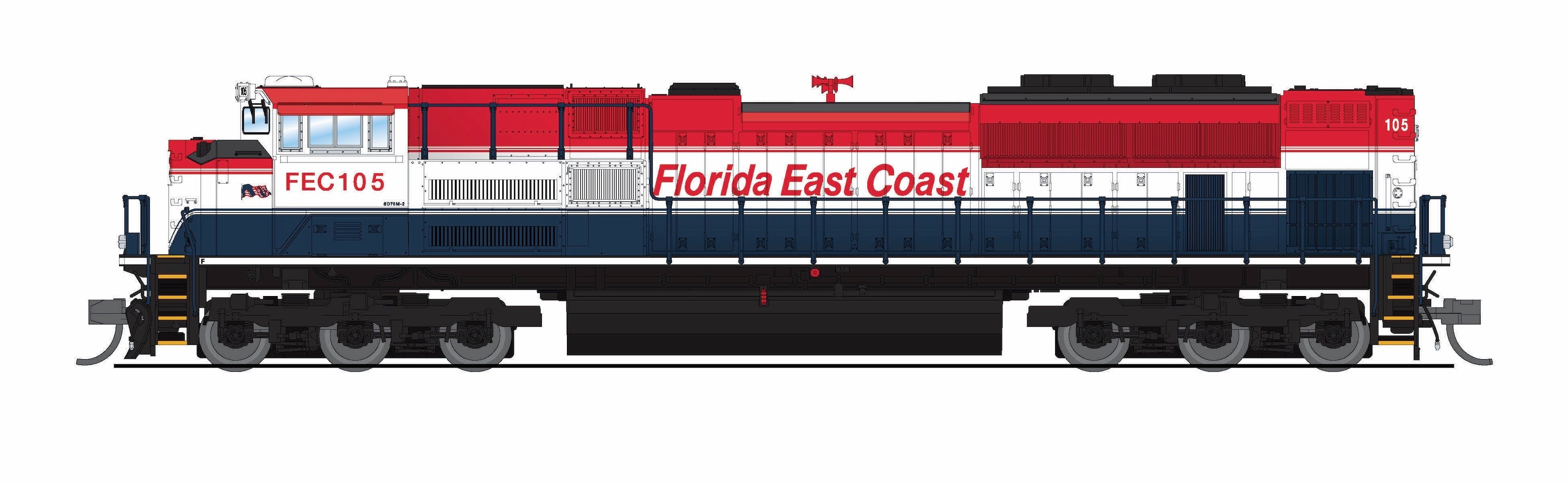 REFURBISHED R9970 EMD SD70ACe, FEC 105, Red, White, & Blue, No-Sound / DCC-Ready, N