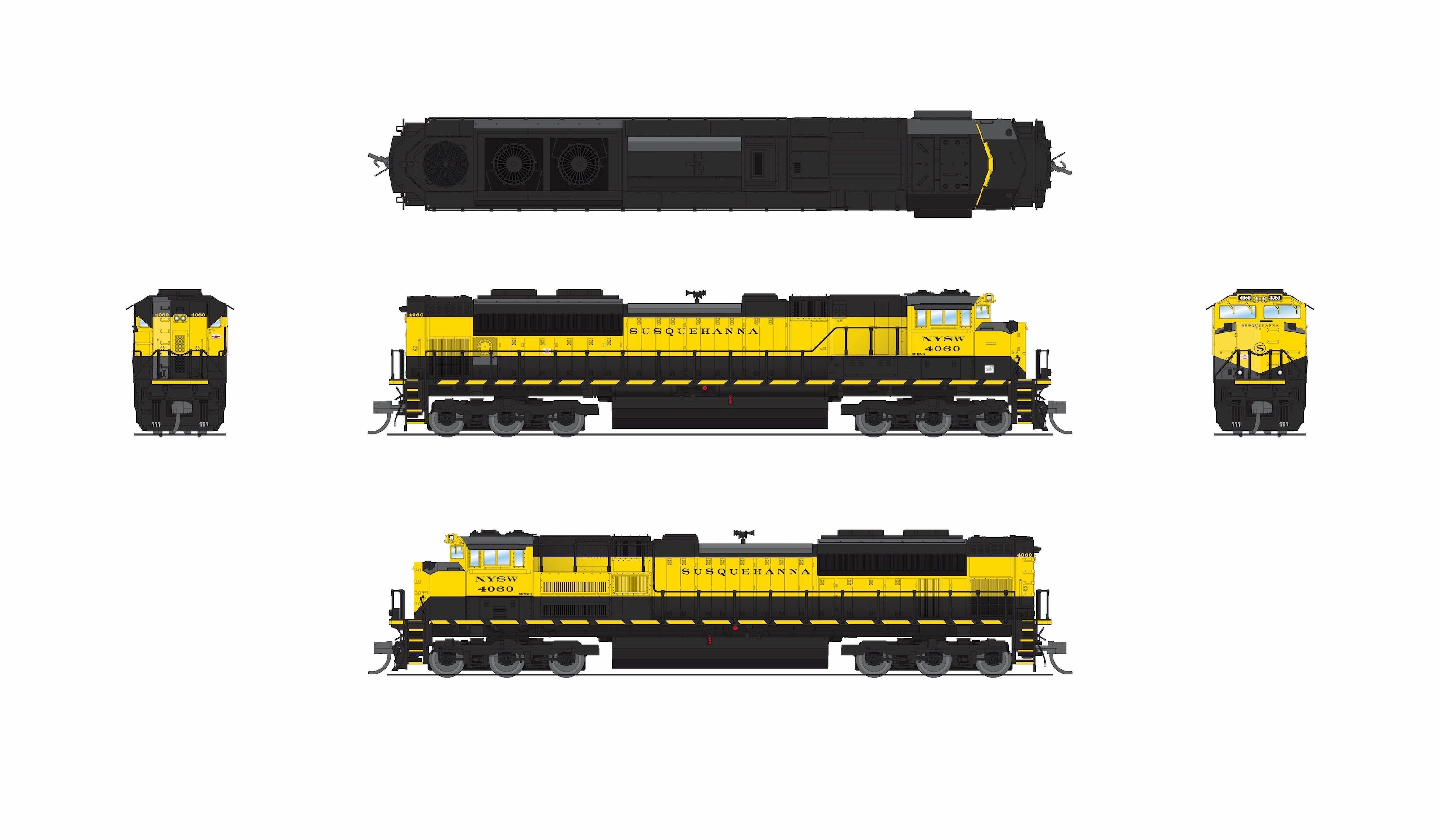 ***BLEMISHED (See photo, sold as-is) REFURBISHED BR9978 EMD SD70ACe, NYSW 4060, Black and Yellow, No-Sound / DCC-Ready, N