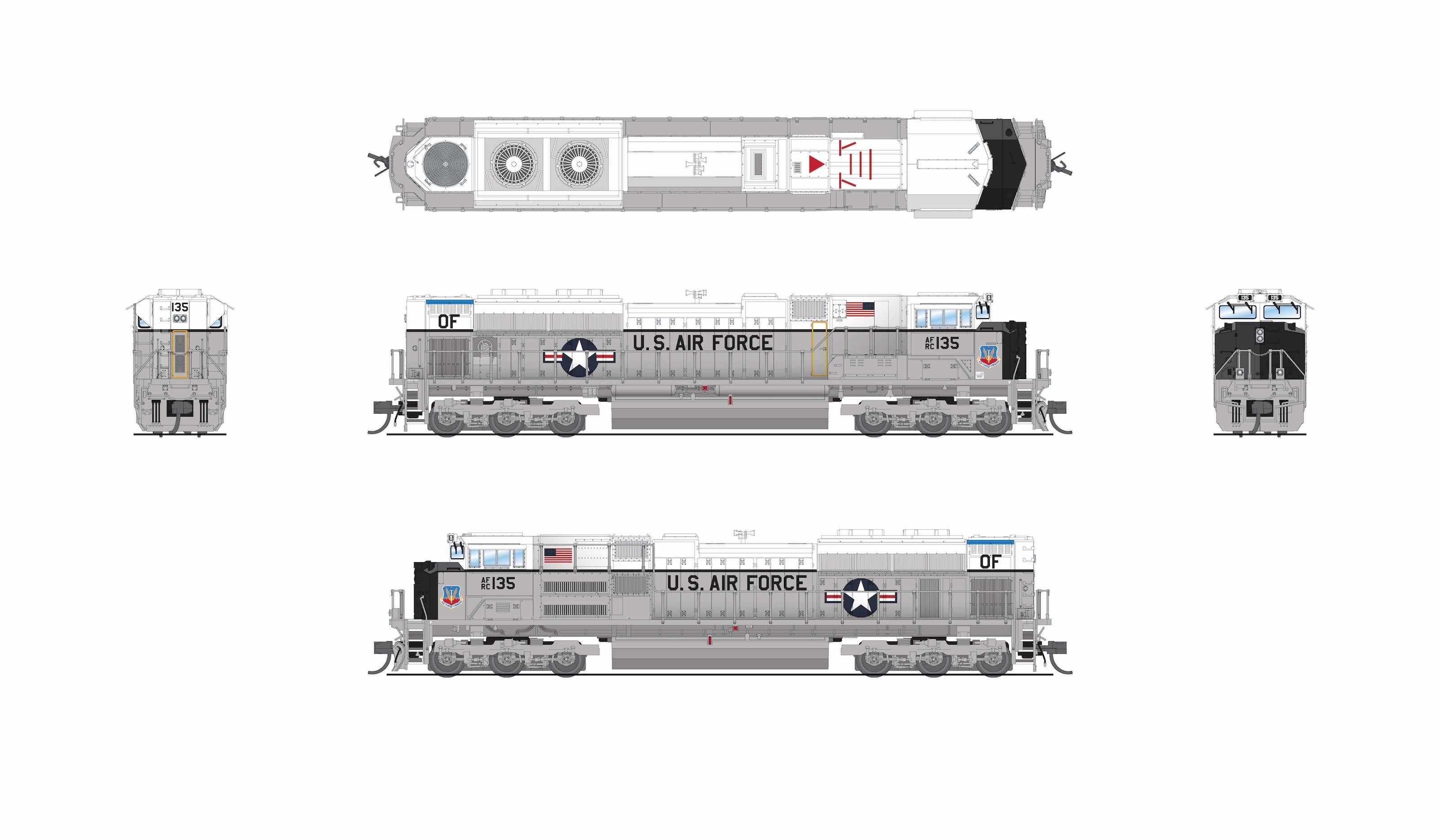 REFURBISHED R9985 EMD SD70ACe, US Air Force #135 Fantasy Paint, No-Sound / DCC-Ready, N