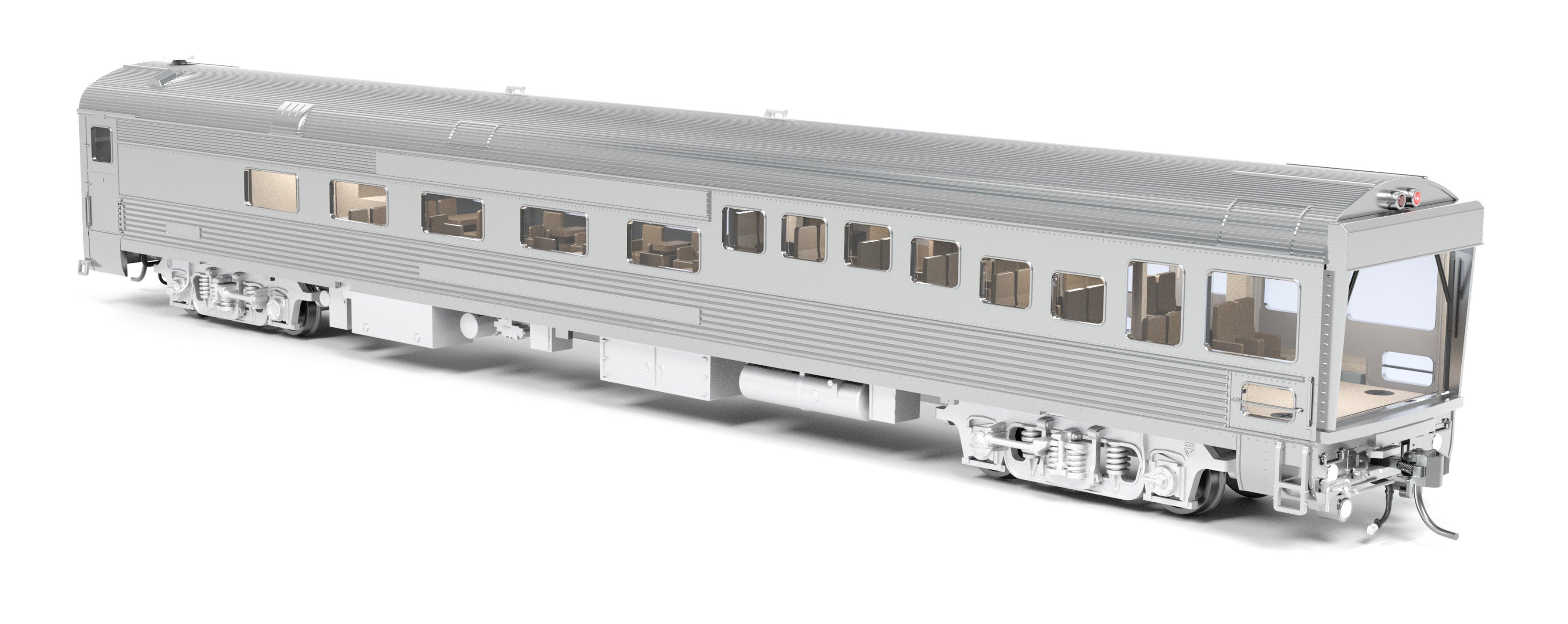 9997 ATSF #89 Track Inspection Car, Unlettered, Stainless Steel, HO