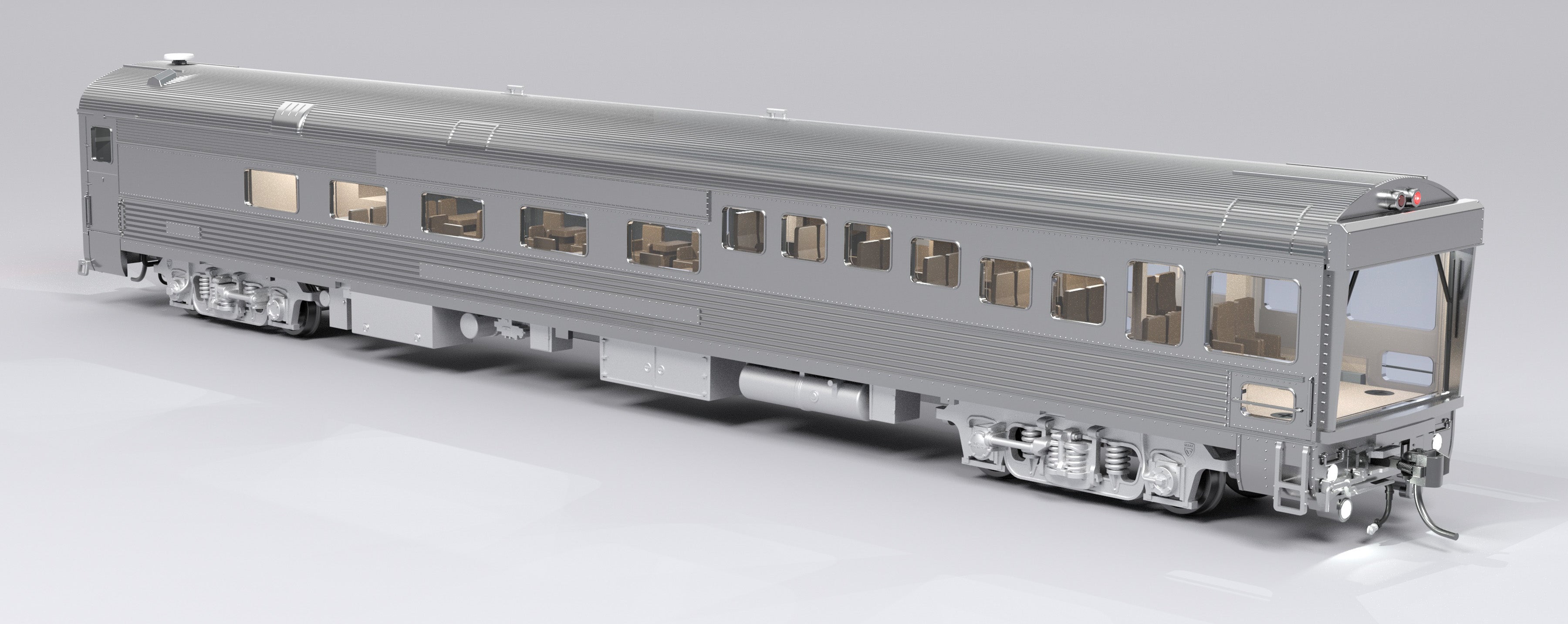 9997 ATSF #89 Track Inspection Car, Unlettered, Stainless Steel, HO