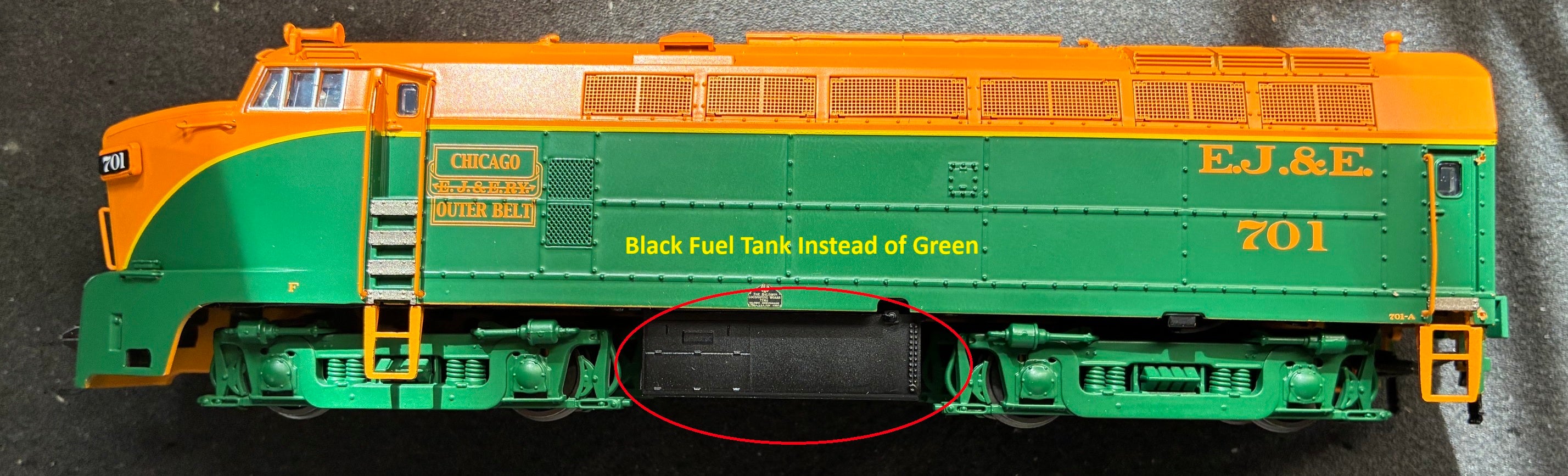 ***BLEMISHED (See photos, sold as-is) REFURBISHED BR4151 EJ&E Sharknose A/B Set, #701A/#701B, Orange & Green w/ Single Stripe, A-unit Paragon3 Sound/DC/DCC, Unpowered B-unit, HO