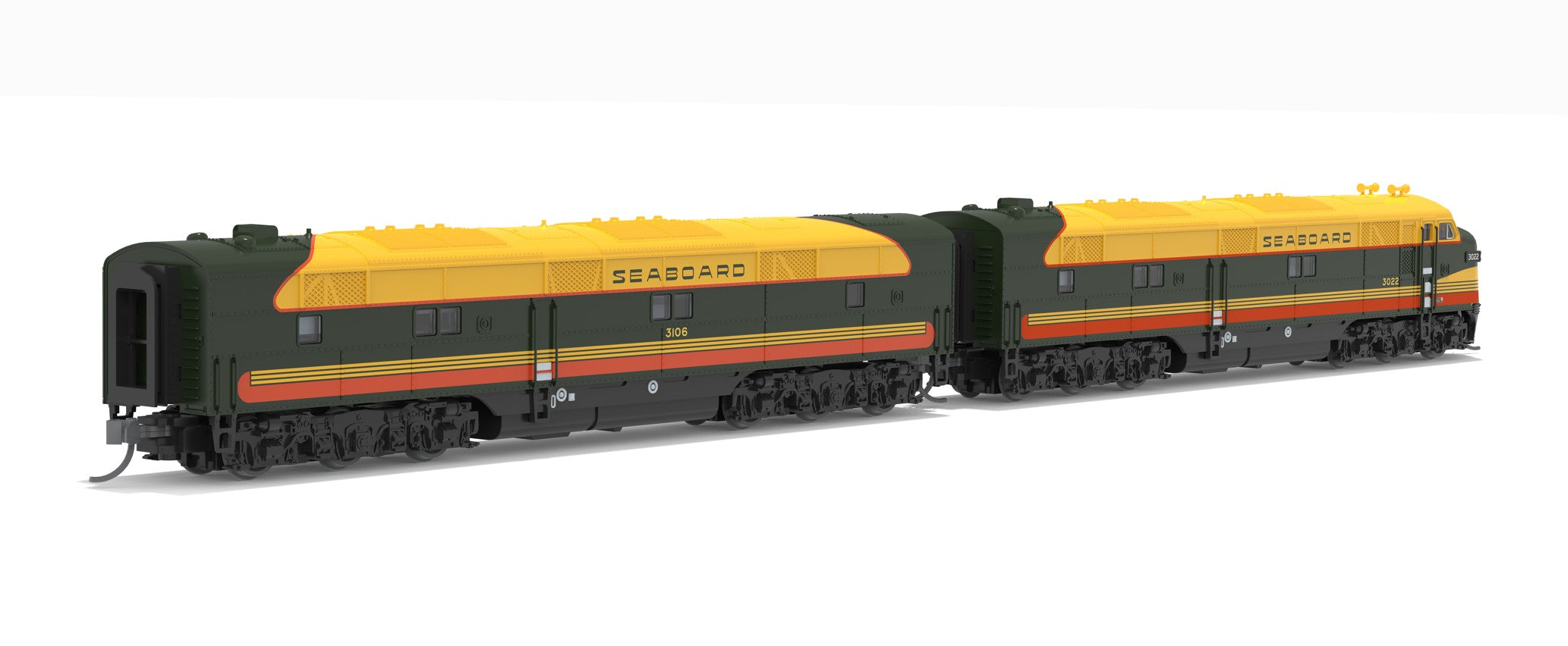 10230 EMD E7 A/B Set, SAL 3022 / 3106, Citrus Scheme, A-unit No-Sound / DCC-Ready, Unpowered B, N