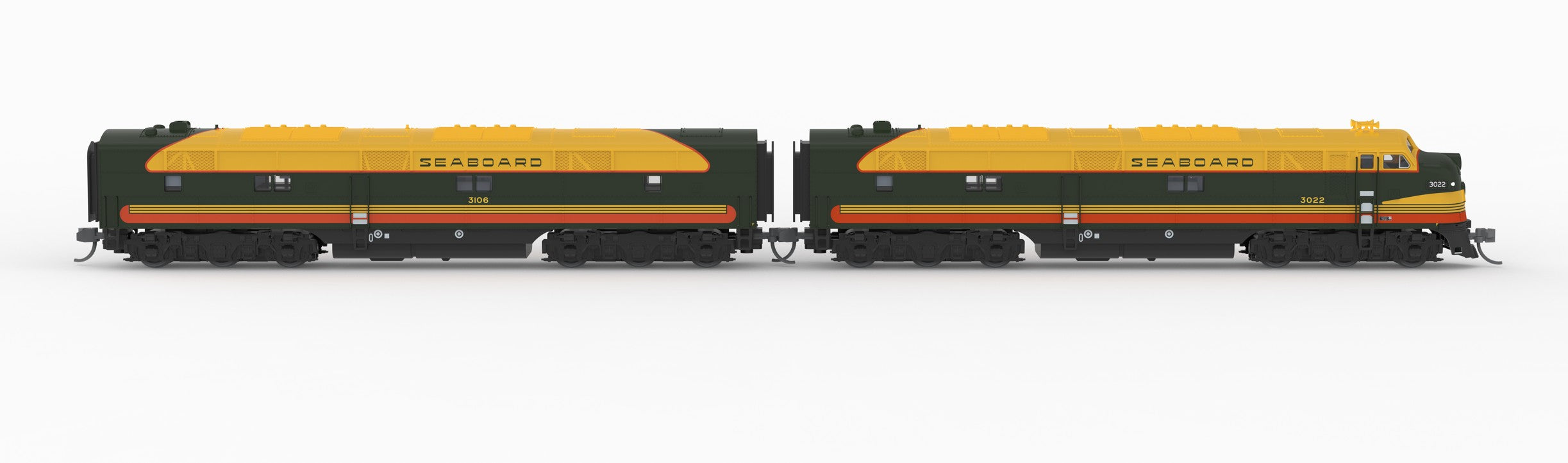 10230 EMD E7 A/B Set, SAL 3022 / 3106, Citrus Scheme, A-unit No-Sound / DCC-Ready, Unpowered B, N