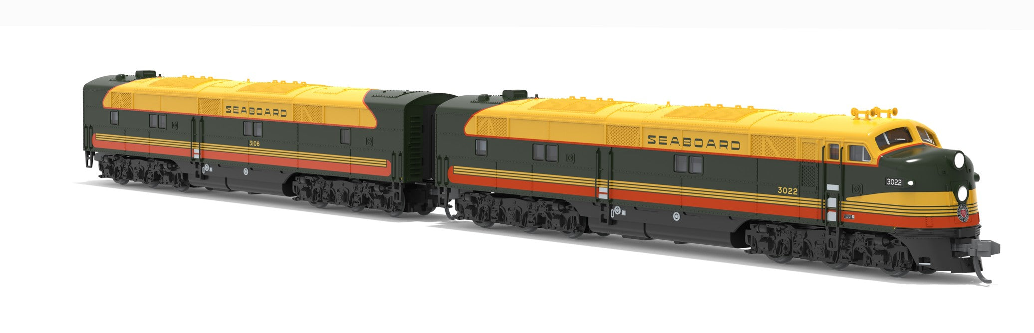 10230 EMD E7 A/B Set, SAL 3022 / 3106, Citrus Scheme, A-unit No-Sound / DCC-Ready, Unpowered B, N