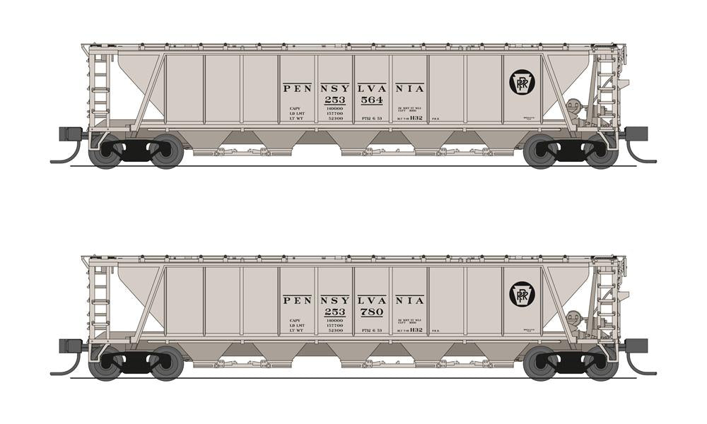 7255 H32 Covered Hopper, PRR, Gray with "PENNSYLVANIA" and Black Circle Keystone, 2-pack, N Scale